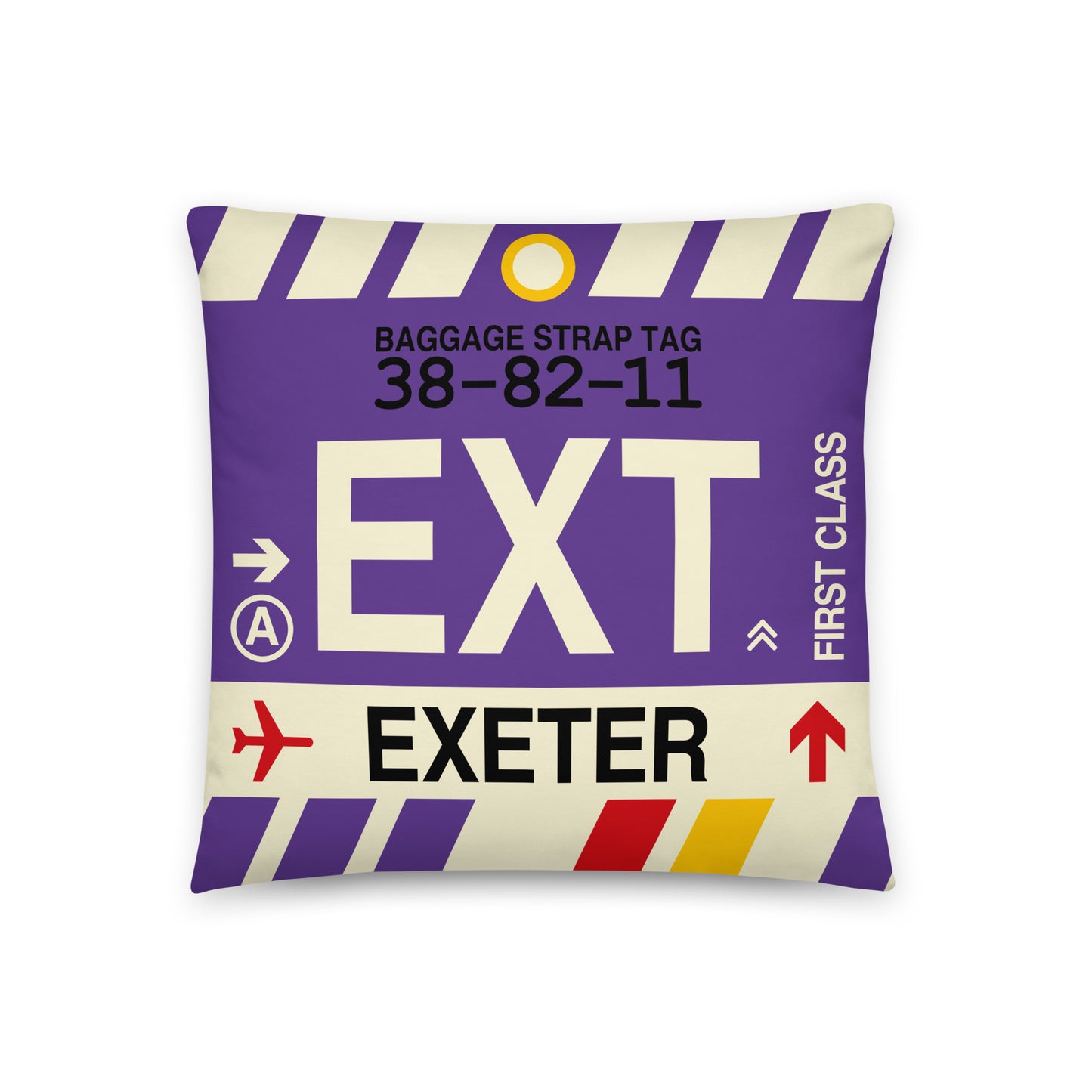 Travel-Themed Throw Pillow • EXT Exeter • YHM Designs - Image 01