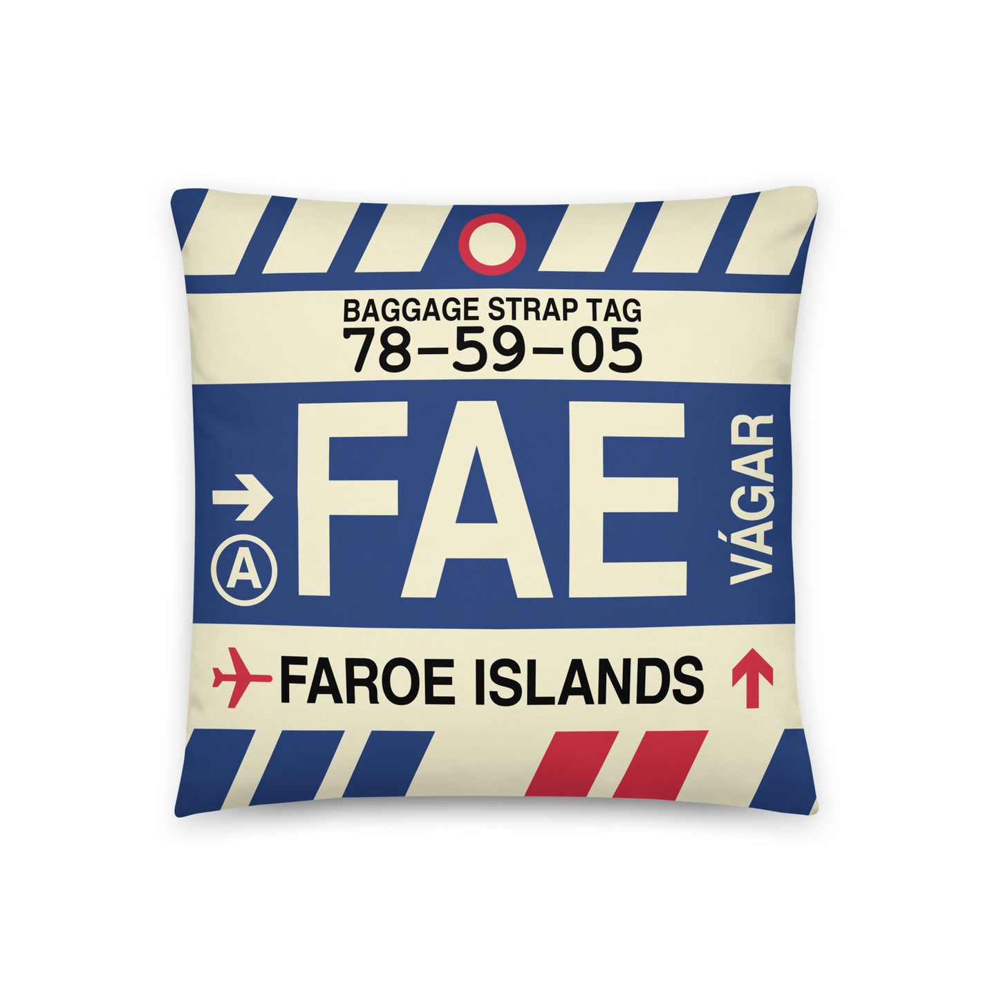 Travel-Themed Throw Pillow • FAE Faroe Islands • YHM Designs - Image 01
