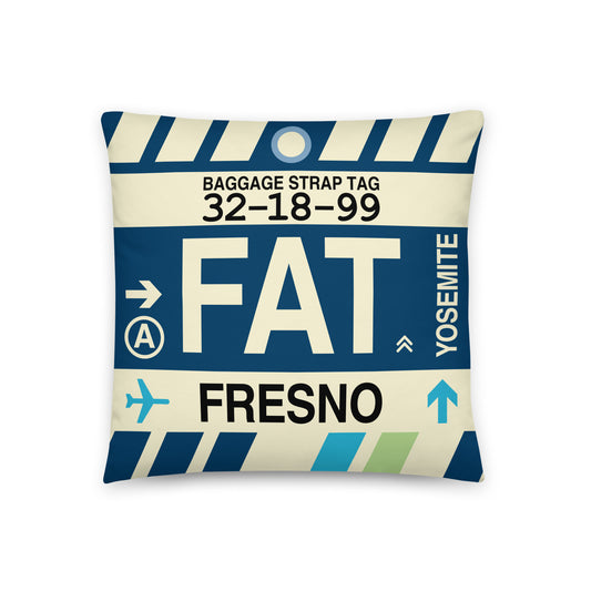 Travel Gift Throw Pillow • FAT Fresno Souvenir • YHM Designs - Image 01