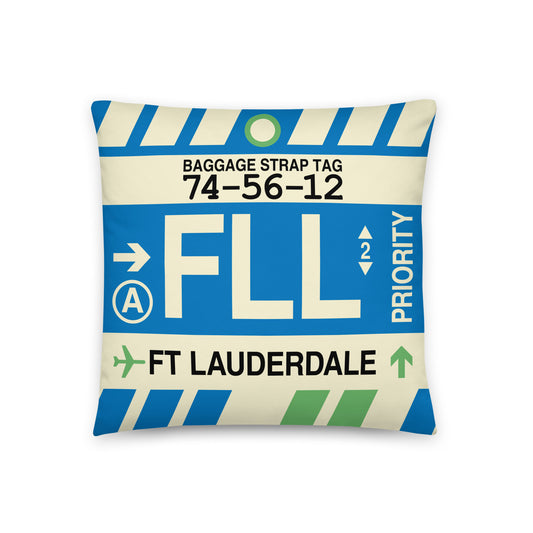 Travel Gift Throw Pillow • FLL Fort Lauderdale • YHM Designs - Image 01