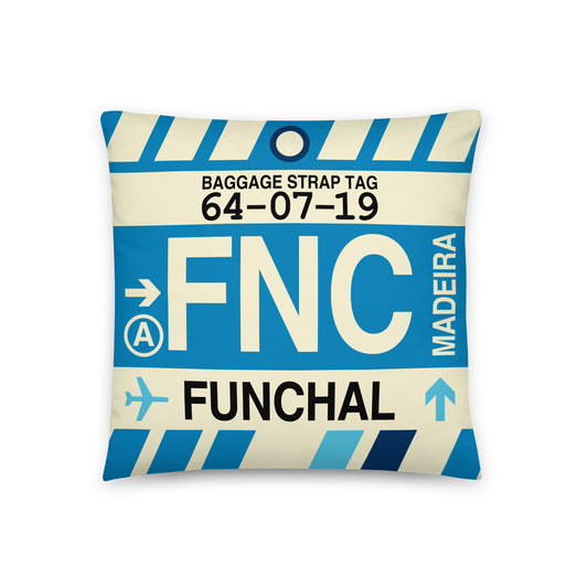 Travel Gift Throw Pillow • FNC Funchal Souvenir • YHM Designs - Image 01