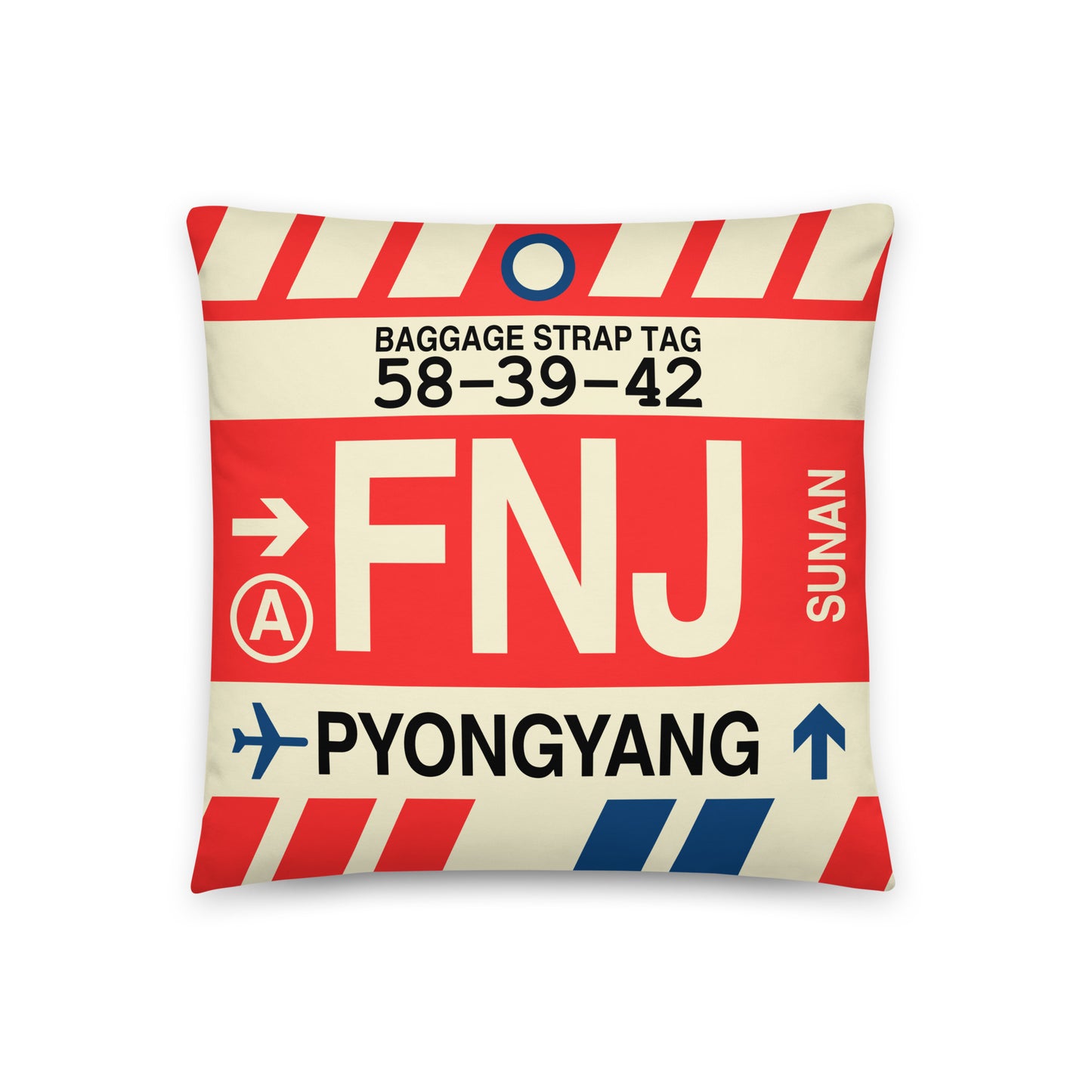 Travel Gift Throw PIllow • FNJ Pyongyang • YHM Designs - Image 01