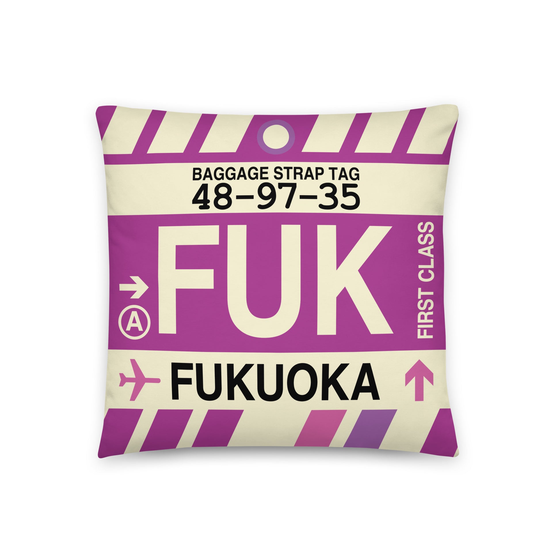 Travel-Themed Throw Pillow • FUK Fukuoka • YHM Designs - Image 01