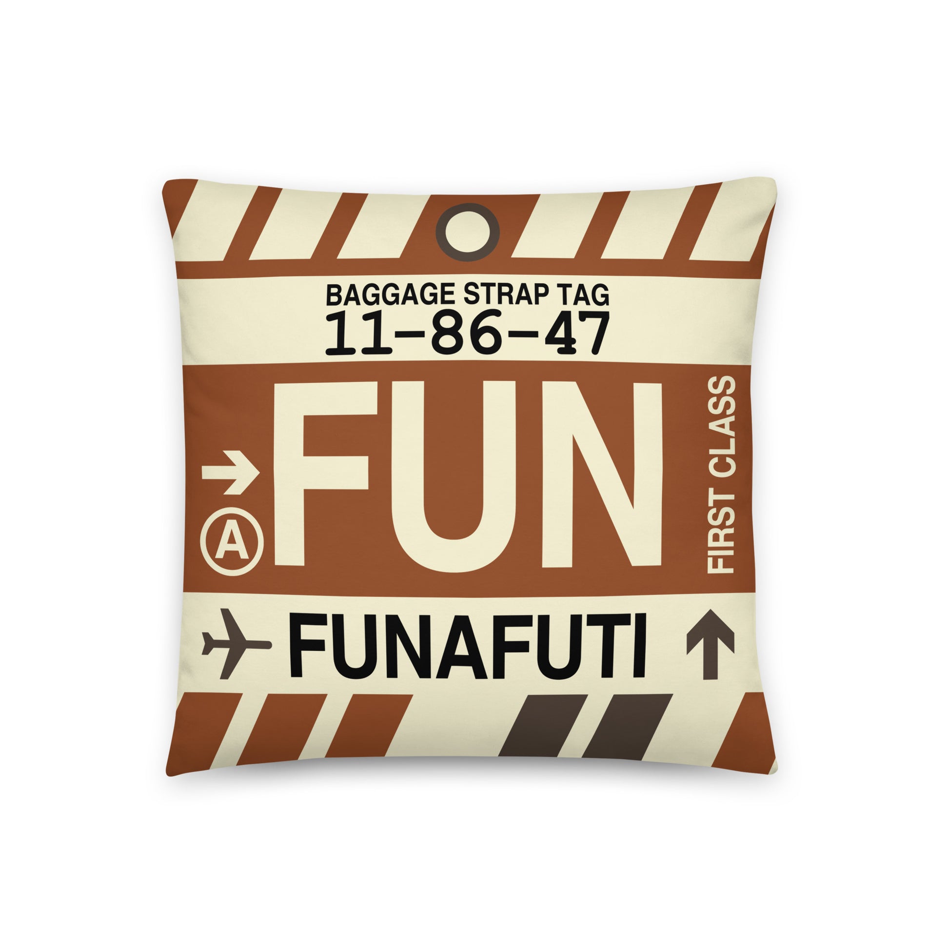 Travel-Themed Throw Pillow • FUN Funafuti • YHM Designs - Image 01