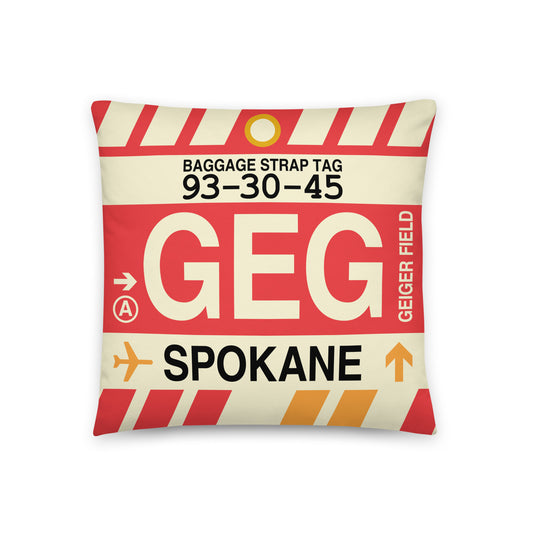 Travel-Themed Throw Pillow • GEG Spokane • YHM Designs - Image 01