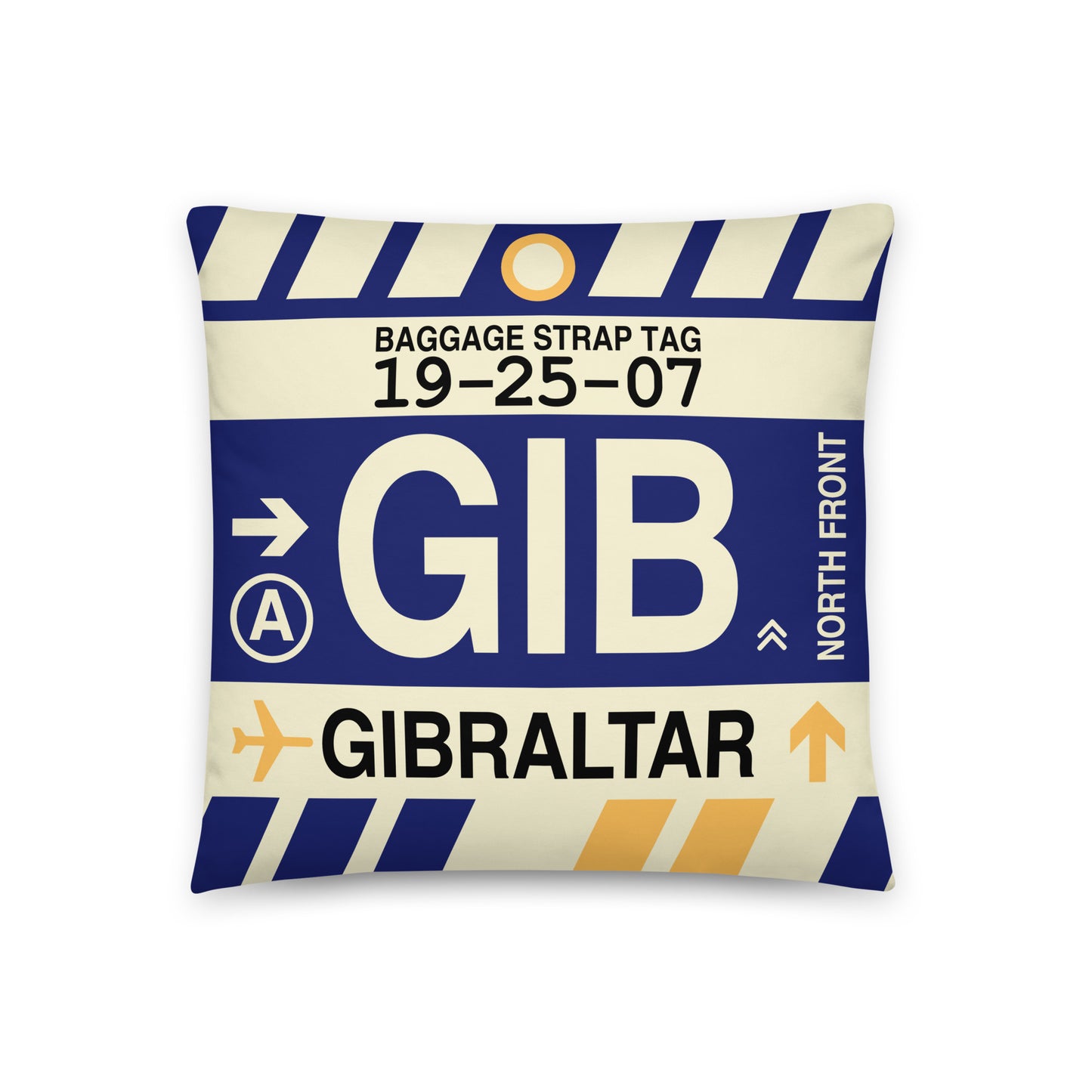 Travel-Themed Throw Pillow • GIB Gibraltar • YHM Designs - Image 01