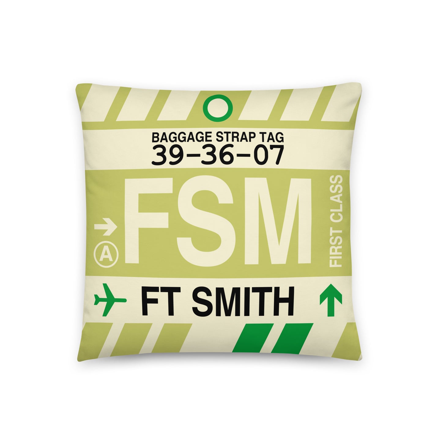 Travel-Themed Throw Pillow • FSM Fort Smith • YHM Designs - Image 01