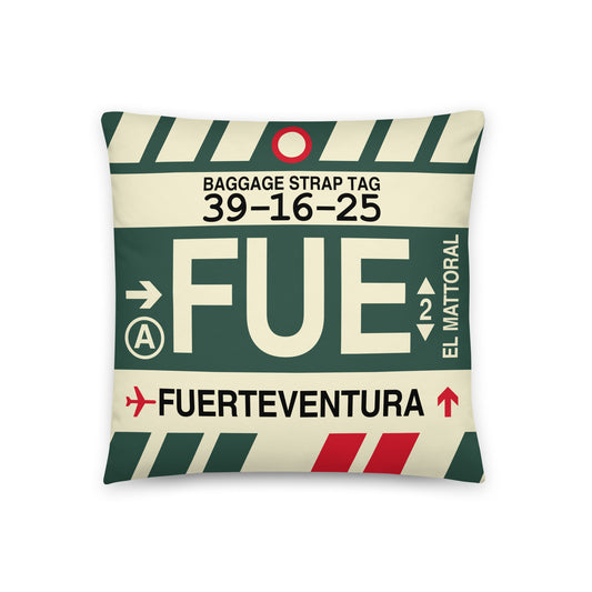 Travel Gift Throw Pillow • FUE Fuerteventura Souvenir • YHM Designs - Image 01