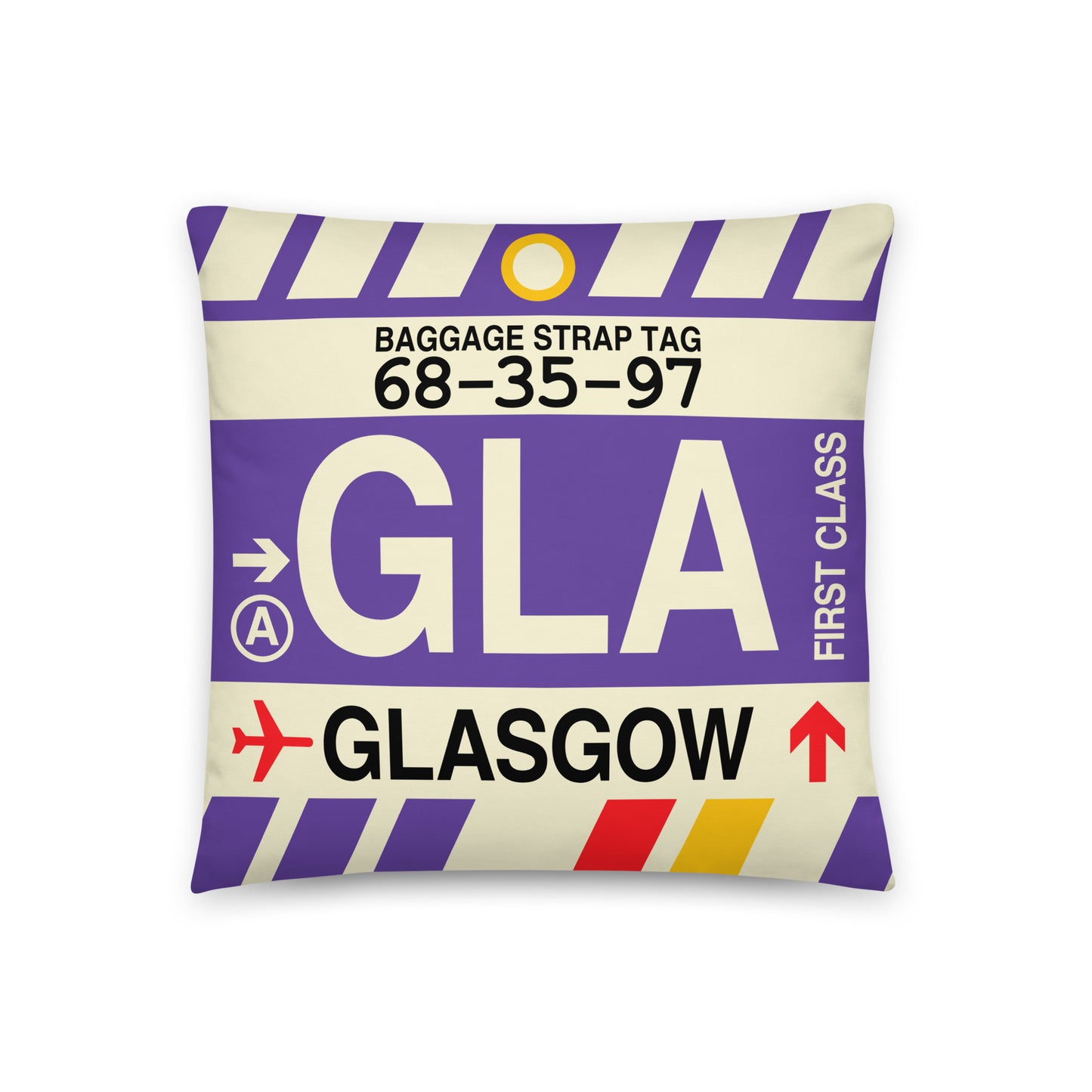 Travel-Themed Throw Pillow • GLA Glasgow • YHM Designs - Image 01