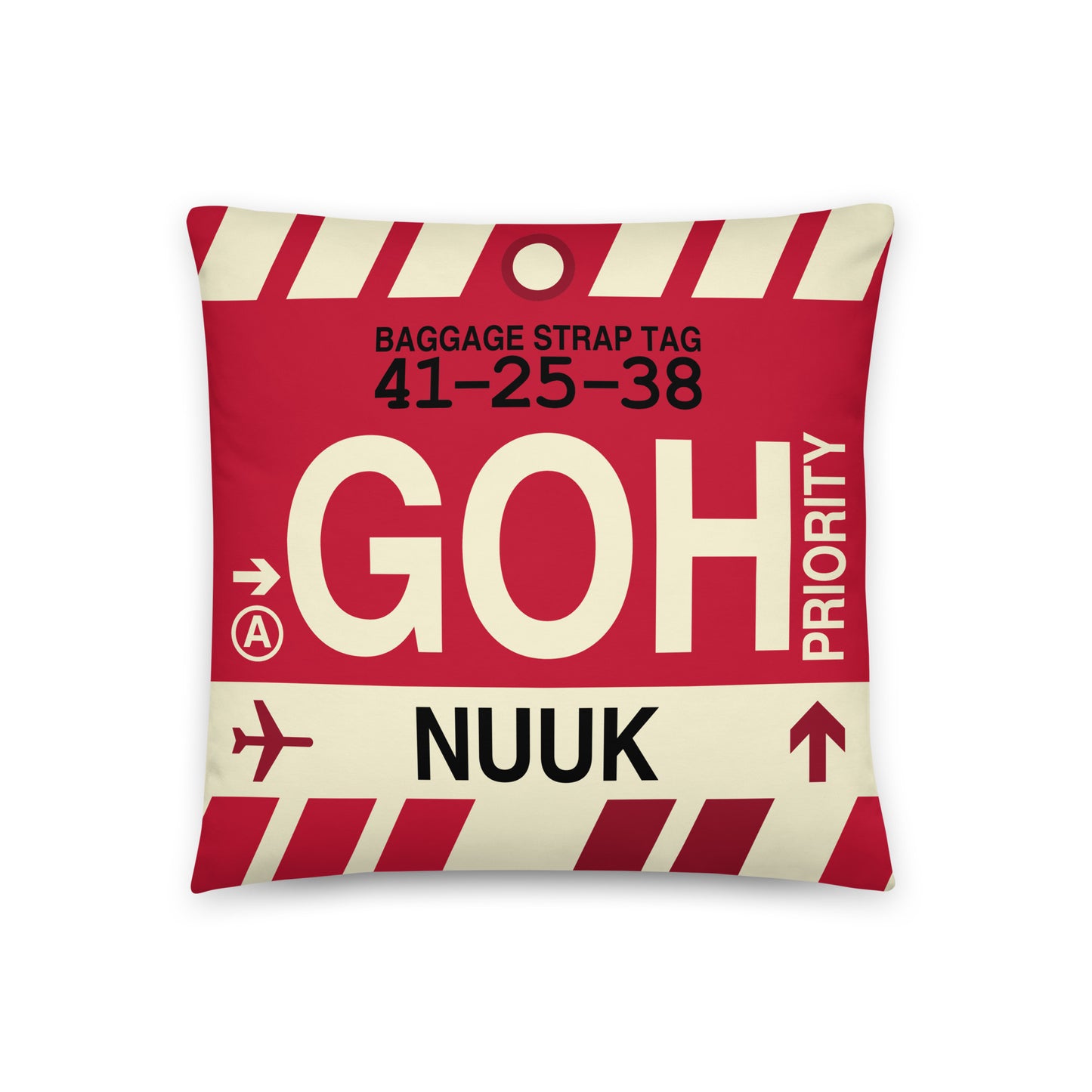 Travel-Themed Throw Pillow • GOH Nuuk • YHM Designs - Image 01