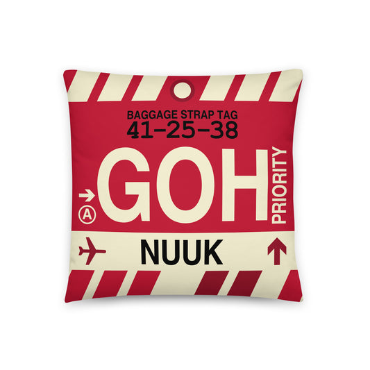 Travel Gift Throw PIllow • GOH Nuuk • YHM Designs - Image 01