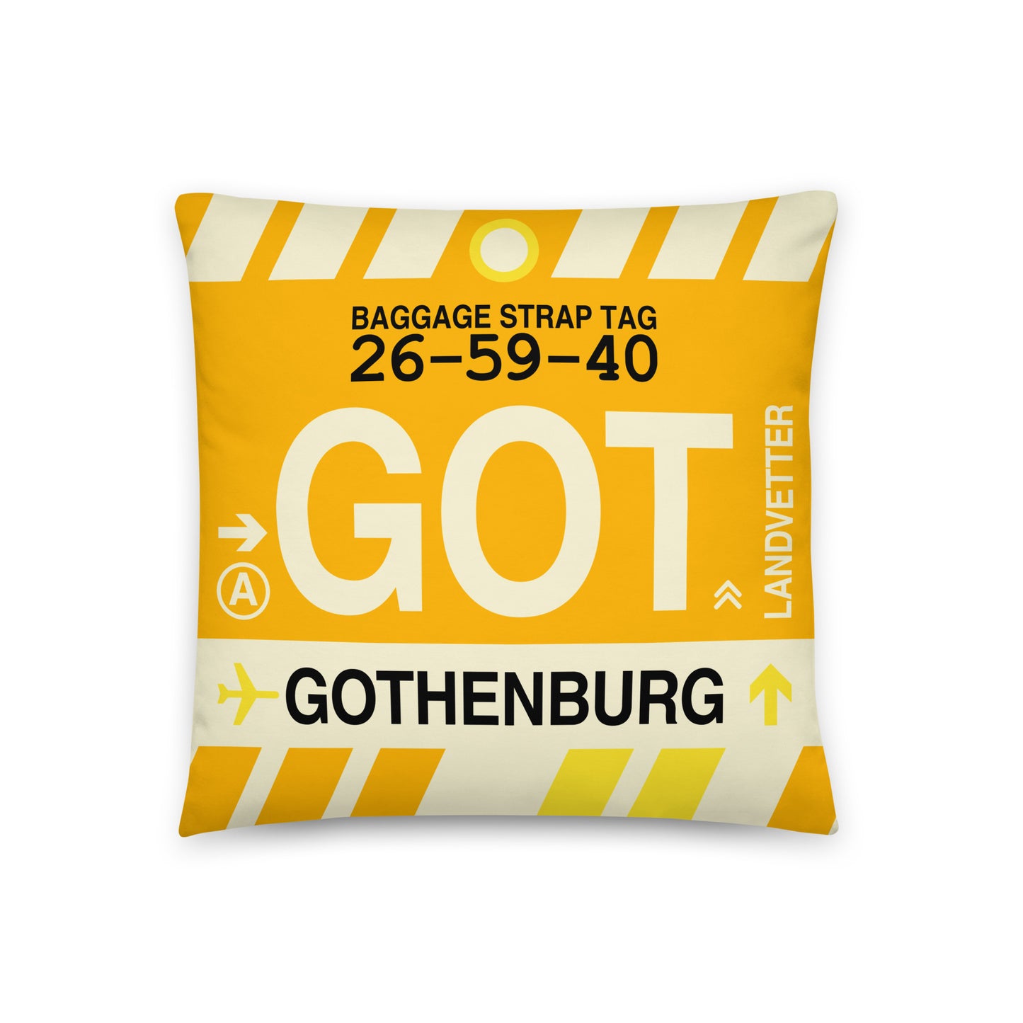 Travel-Themed Throw Pillow • GOT Gothenburg • YHM Designs - Image 01