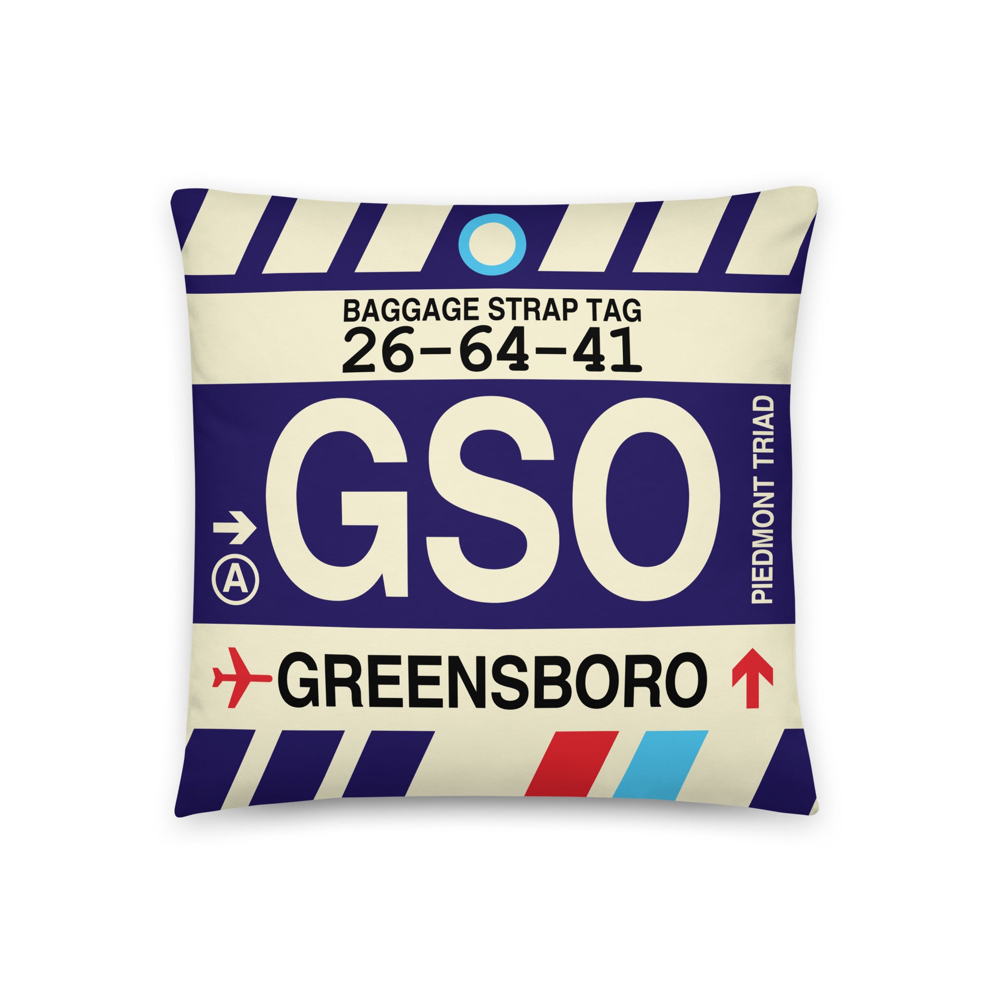 Travel Gift Throw Pillow • GSO Greensboro • YHM Designs - Image 01