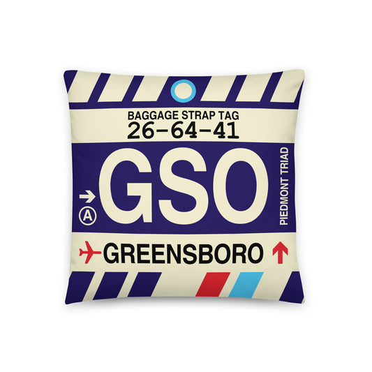 Travel Gift Throw Pillow • GSO Greensboro Souvenir • YHM Designs - Image 01