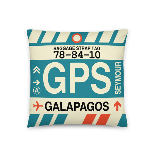 Travel Gift Throw Pillow • GPS Galapagos • YHM Designs - Image 01