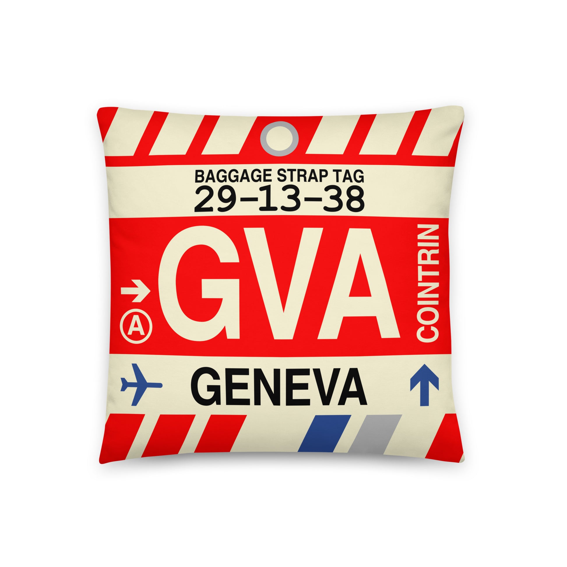 Travel-Themed Throw Pillow • GVA Geneva • YHM Designs - Image 01