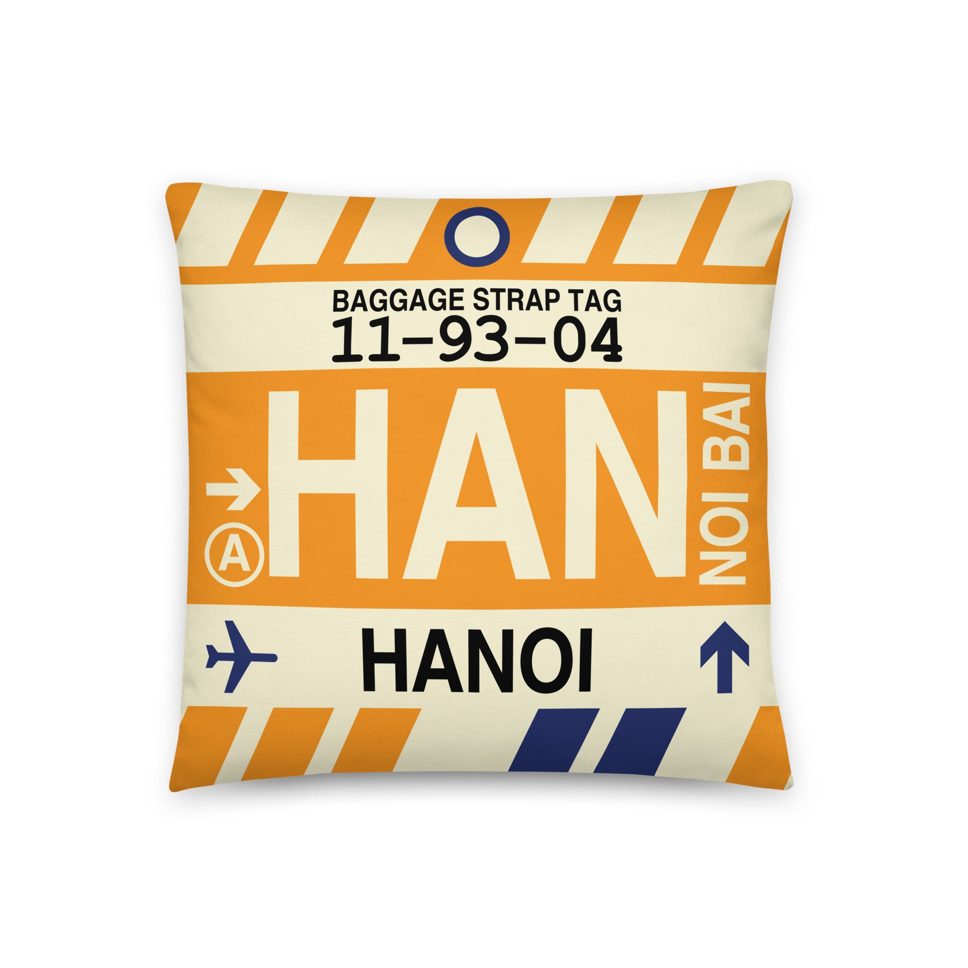 Travel-Themed Throw Pillow • HAN Hanoi • YHM Designs - Image 01