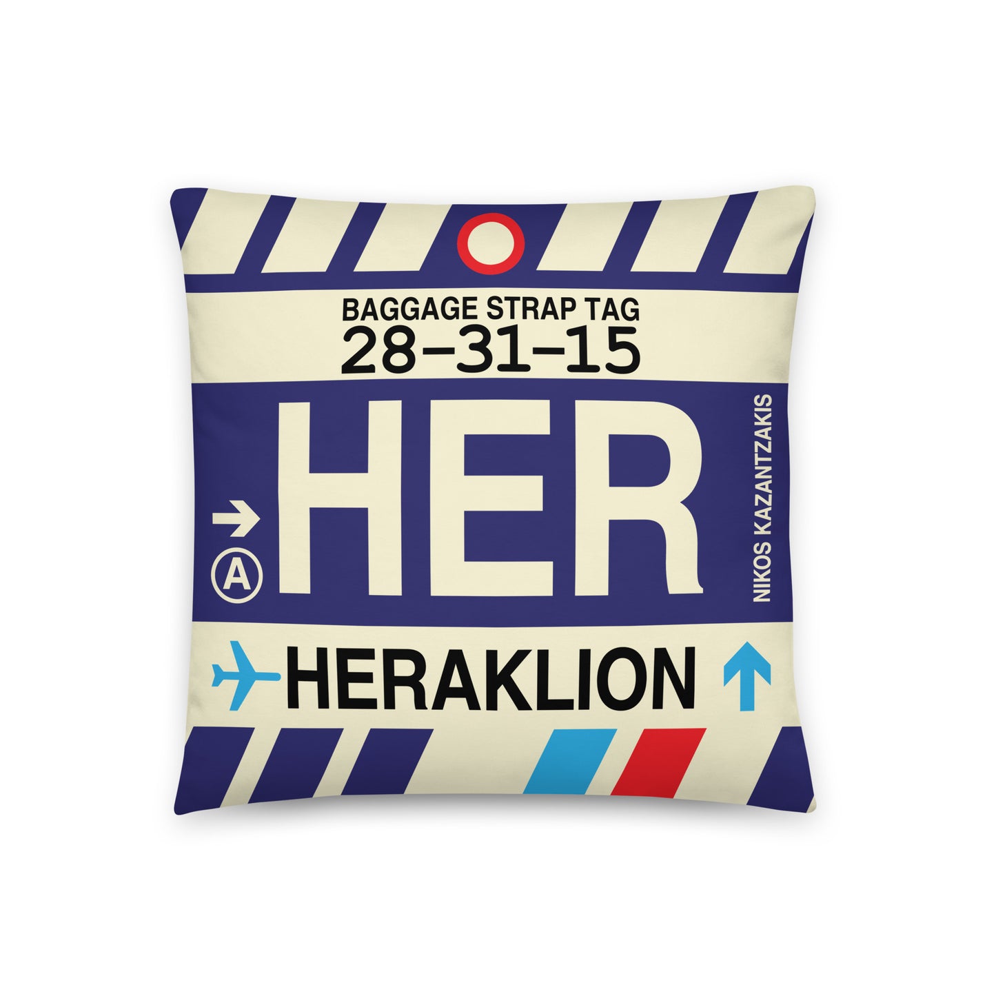 Travel-Themed Throw Pillow • HER Heraklion • YHM Designs - Image 01