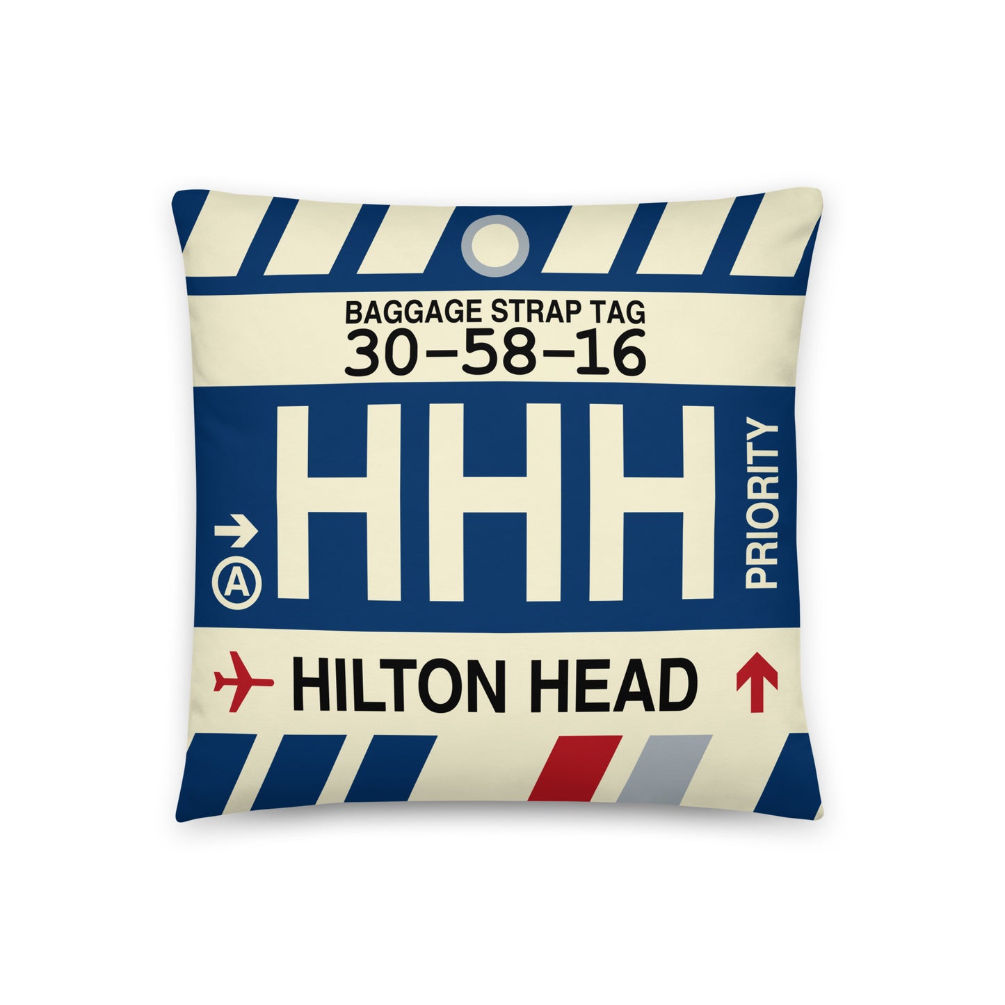 Travel-Themed Throw Pillow • HHH Hilton Head Island • YHM Designs - Image 01