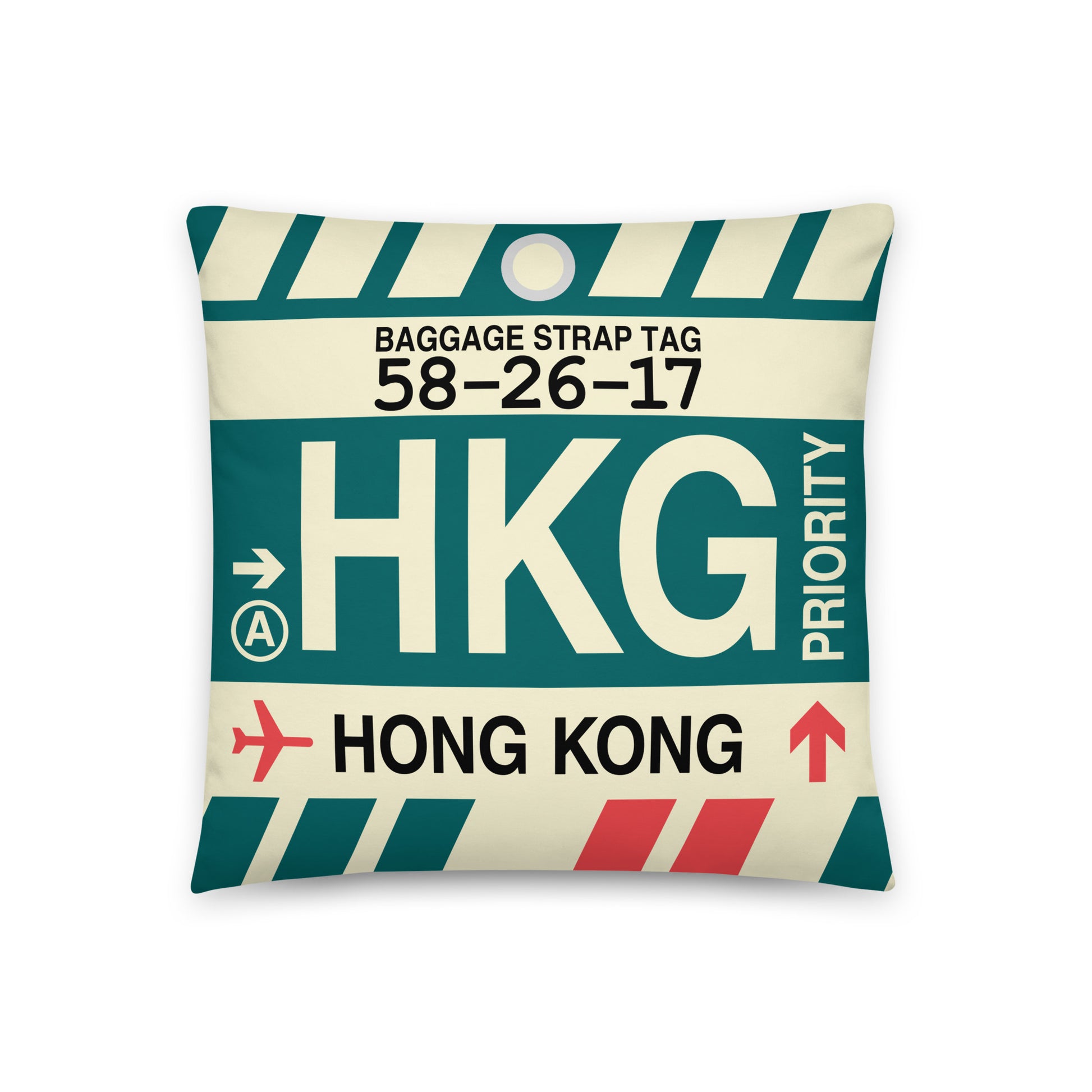 Travel-Themed Throw Pillow • HKG Hong Kong • YHM Designs - Image 01