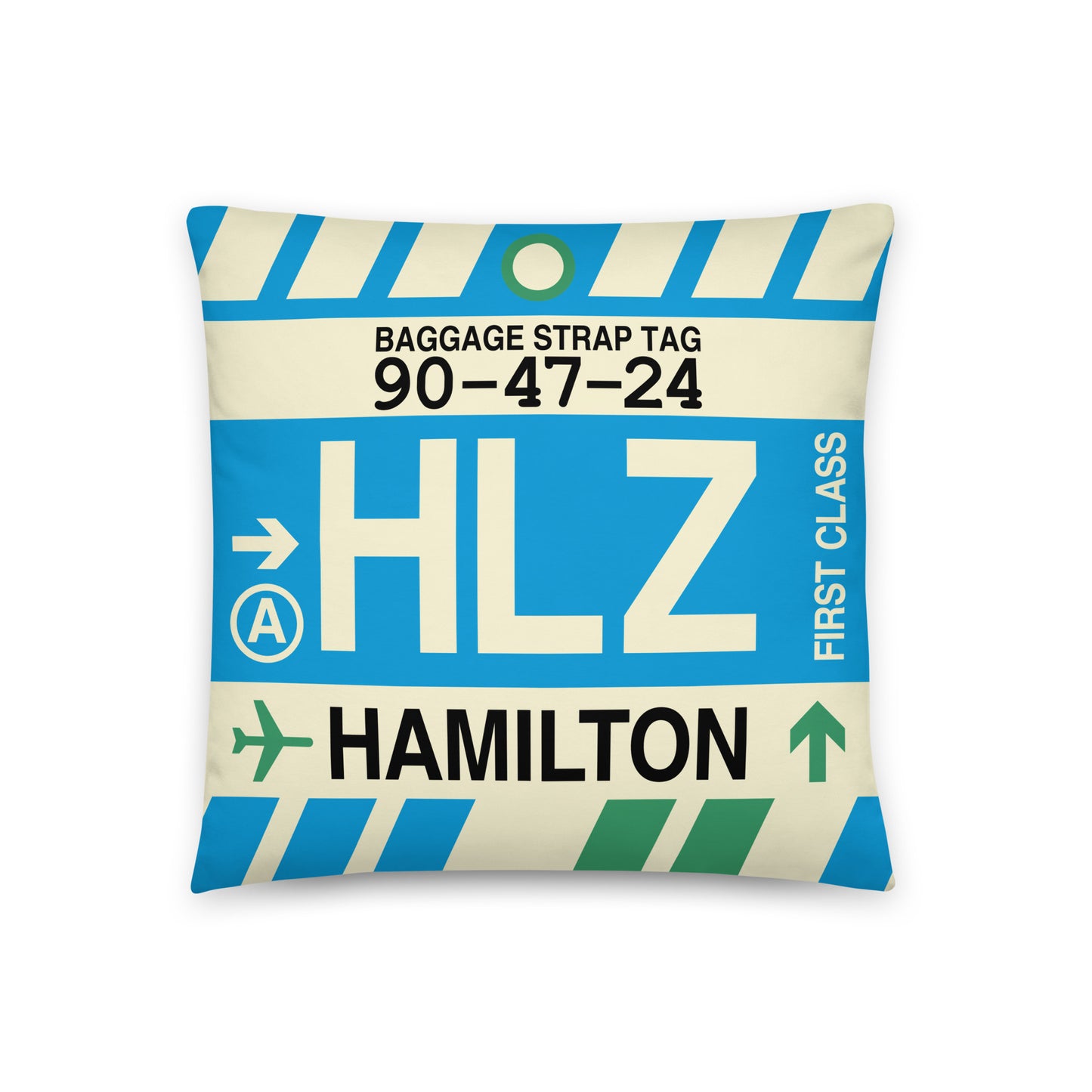 Travel-Themed Throw Pillow • HLZ Hamilton • YHM Designs - Image 01