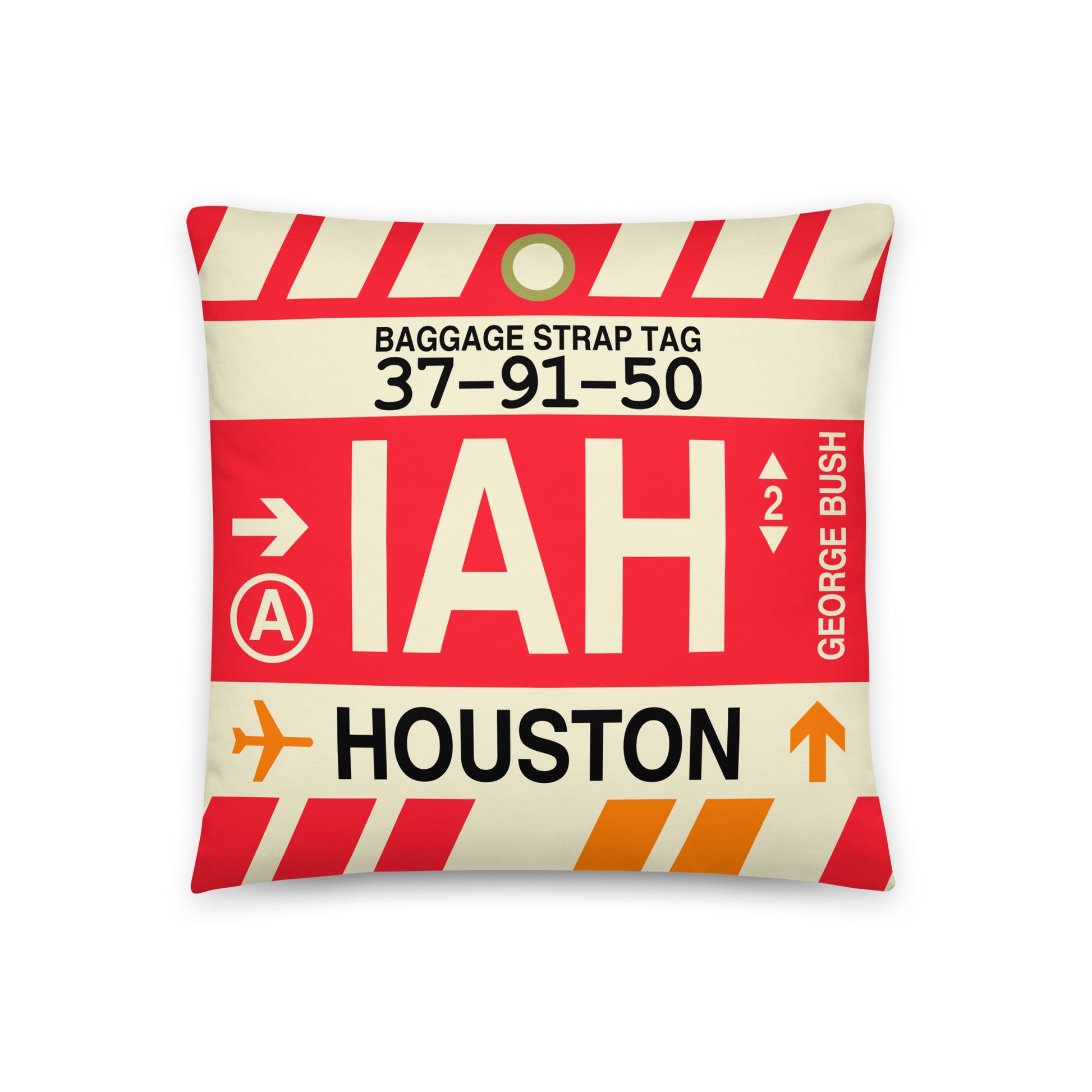 Travel-Themed Throw Pillow • IAH Houston • YHM Designs - Image 01
