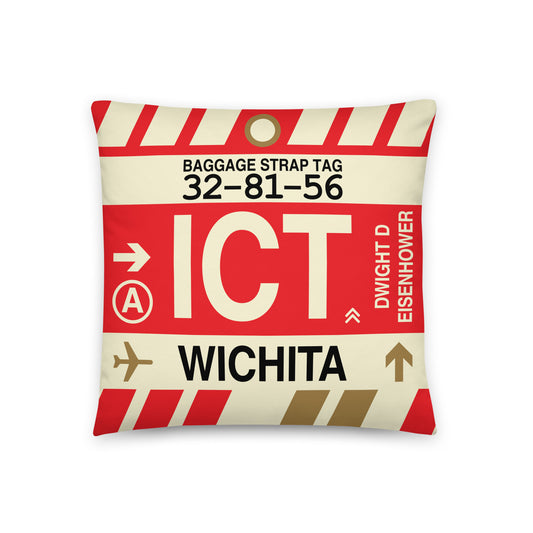 Travel Gift Throw PIllow • ICT Wichita • YHM Designs - Image 01