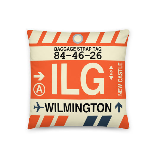 ILG Wilmington Throw Pillow • Jet Age Baggage Tag Design • YHM Designs - Image 01