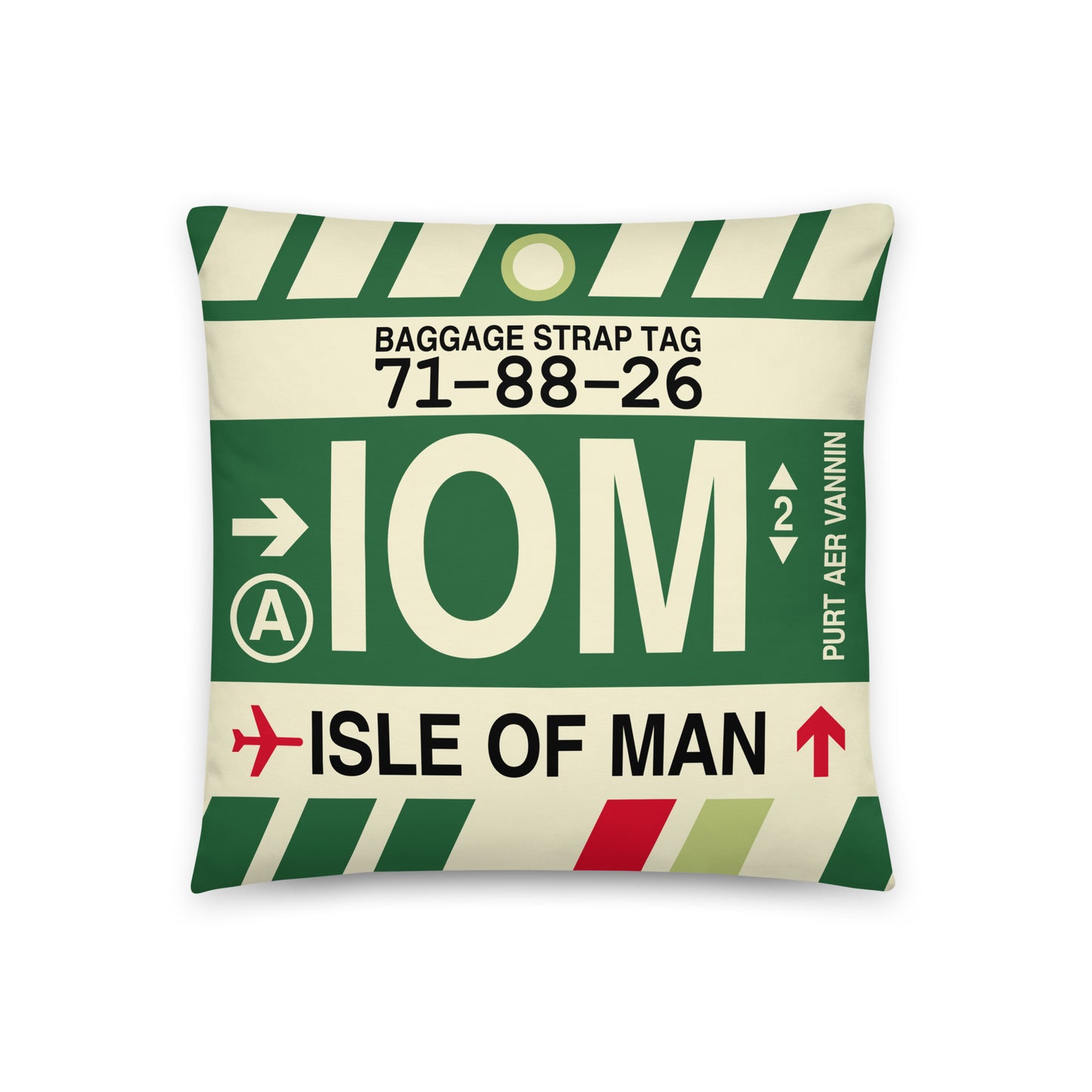 Travel-Themed Throw Pillow • IOM Isle of Man • YHM Designs - Image 01