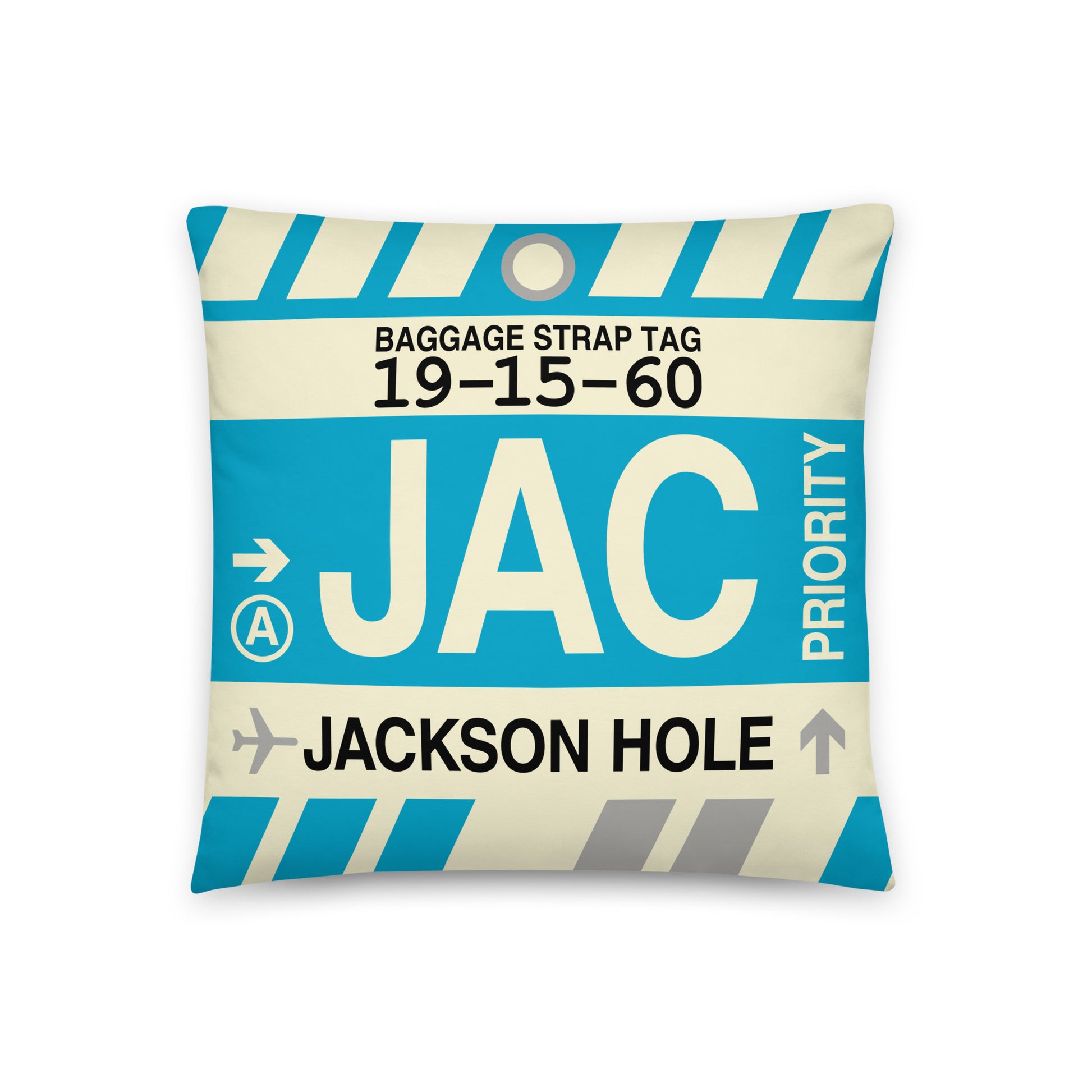 Travel Gift Throw PIllow • JAC Jackson Hole • YHM Designs - Image 01