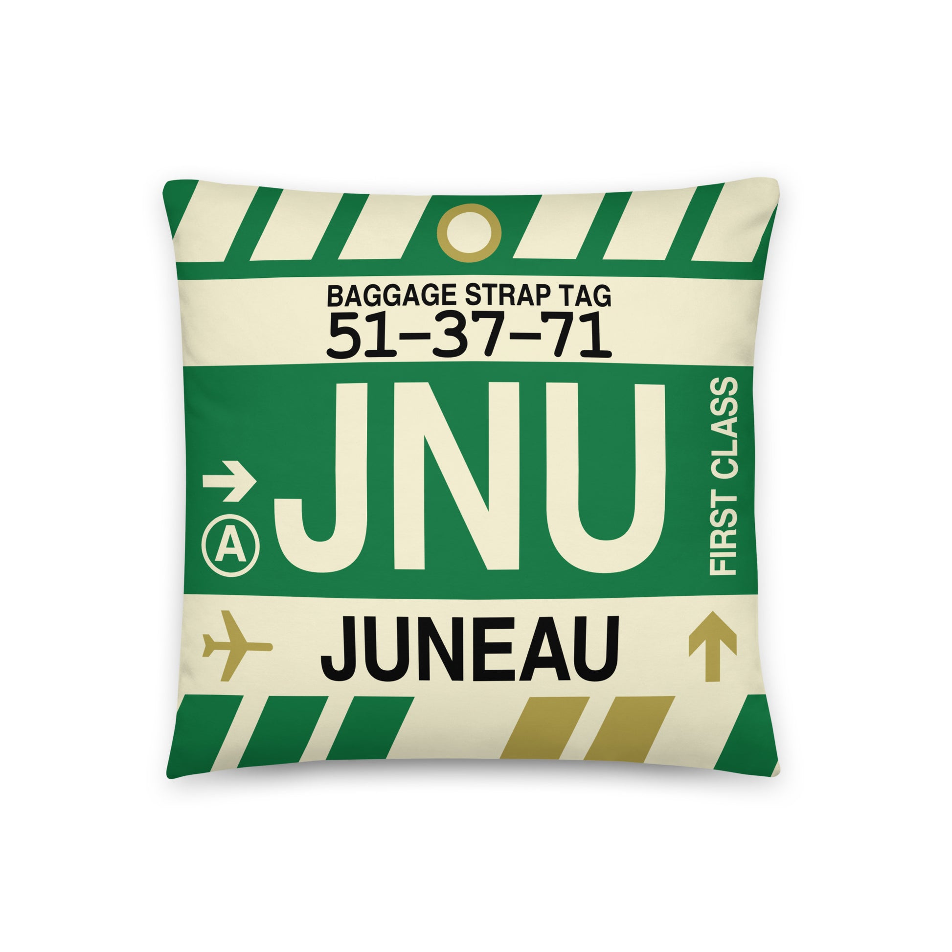 Travel-Themed Throw Pillow • JNU Juneau • YHM Designs - Image 01
