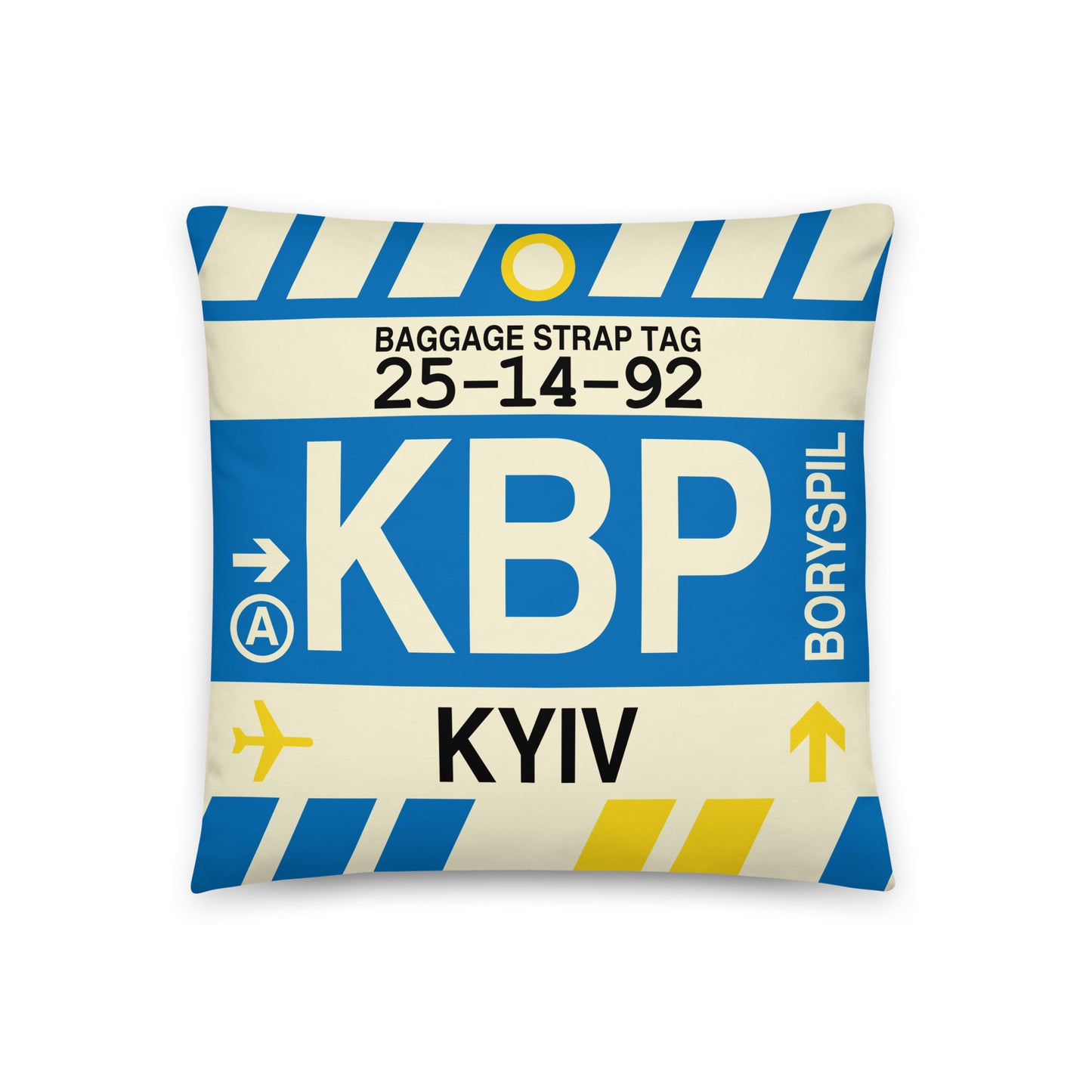 Travel-Themed Throw Pillow • KBP Kyiv • YHM Designs - Image 01