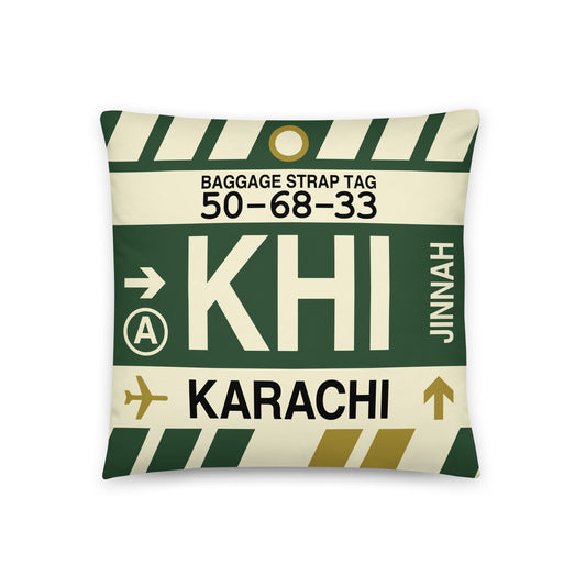 Travel Gift Throw Pillow • KHI Karachi • YHM Designs - Image 01