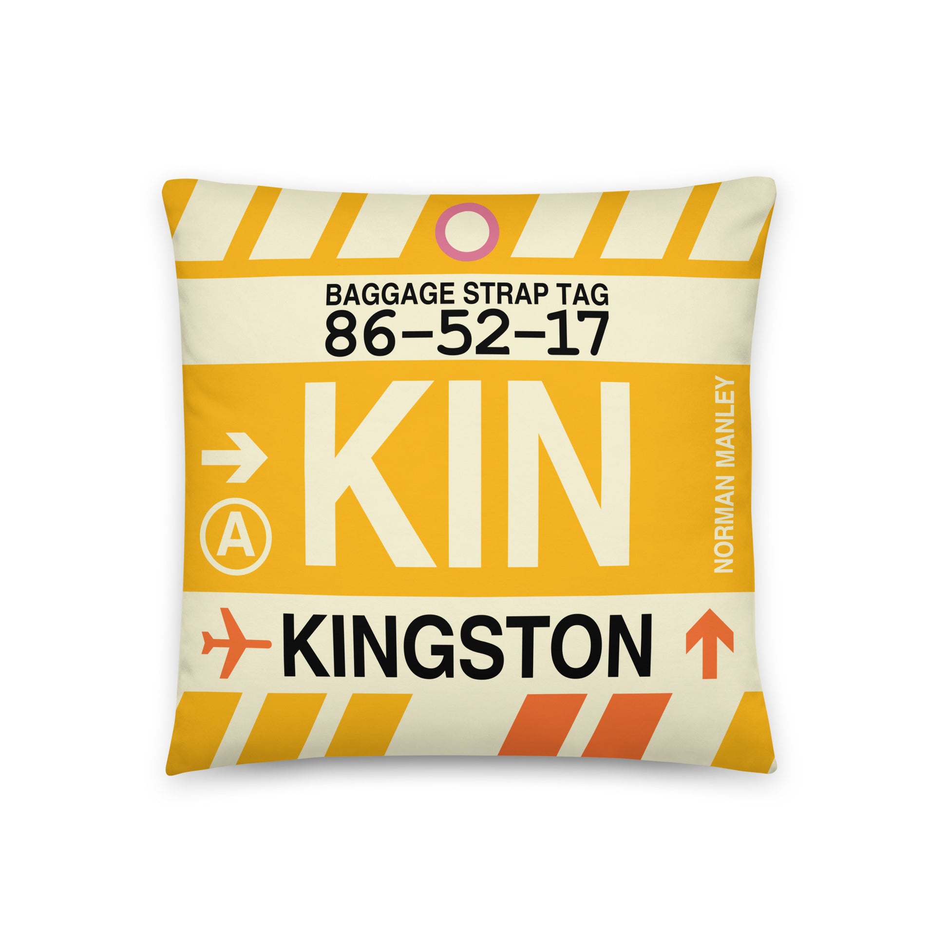Travel Gift Throw Pillow • KIN Kingston Souvenir • YHM Designs - Image 01