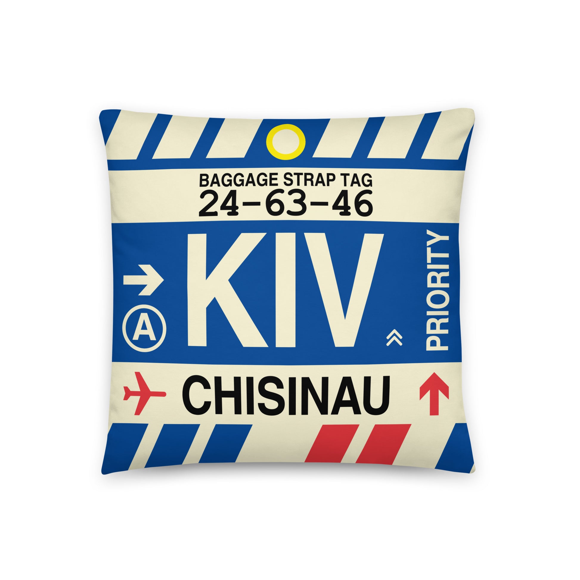 Travel-Themed Throw Pillow • KIV Chisinau • YHM Designs - Image 01