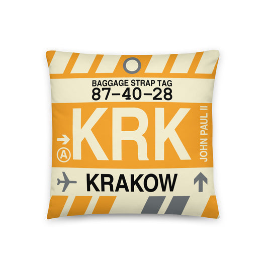 Travel Gift Throw PIllow • KRK Krakow • YHM Designs - Image 01