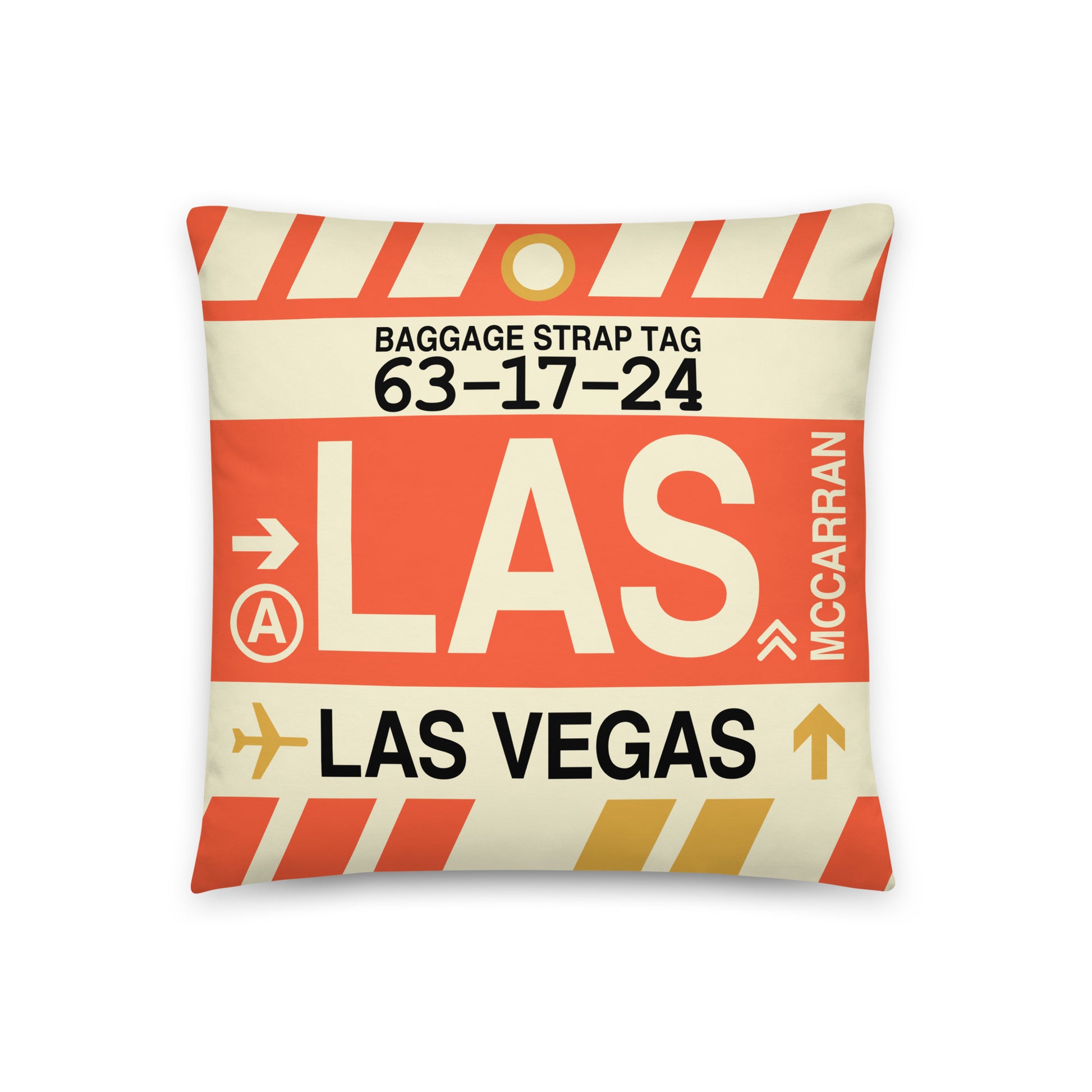Travel Gift Throw PIllow • LAS Las Vegas • YHM Designs - Image 01
