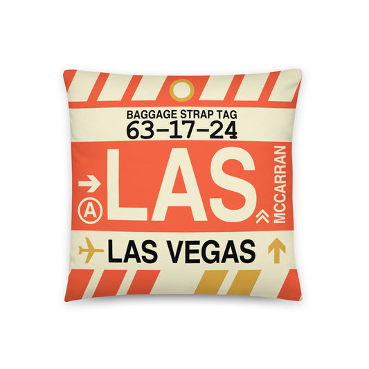 Travel-Themed Throw Pillow • LAS Las Vegas • YHM Designs - Image 01