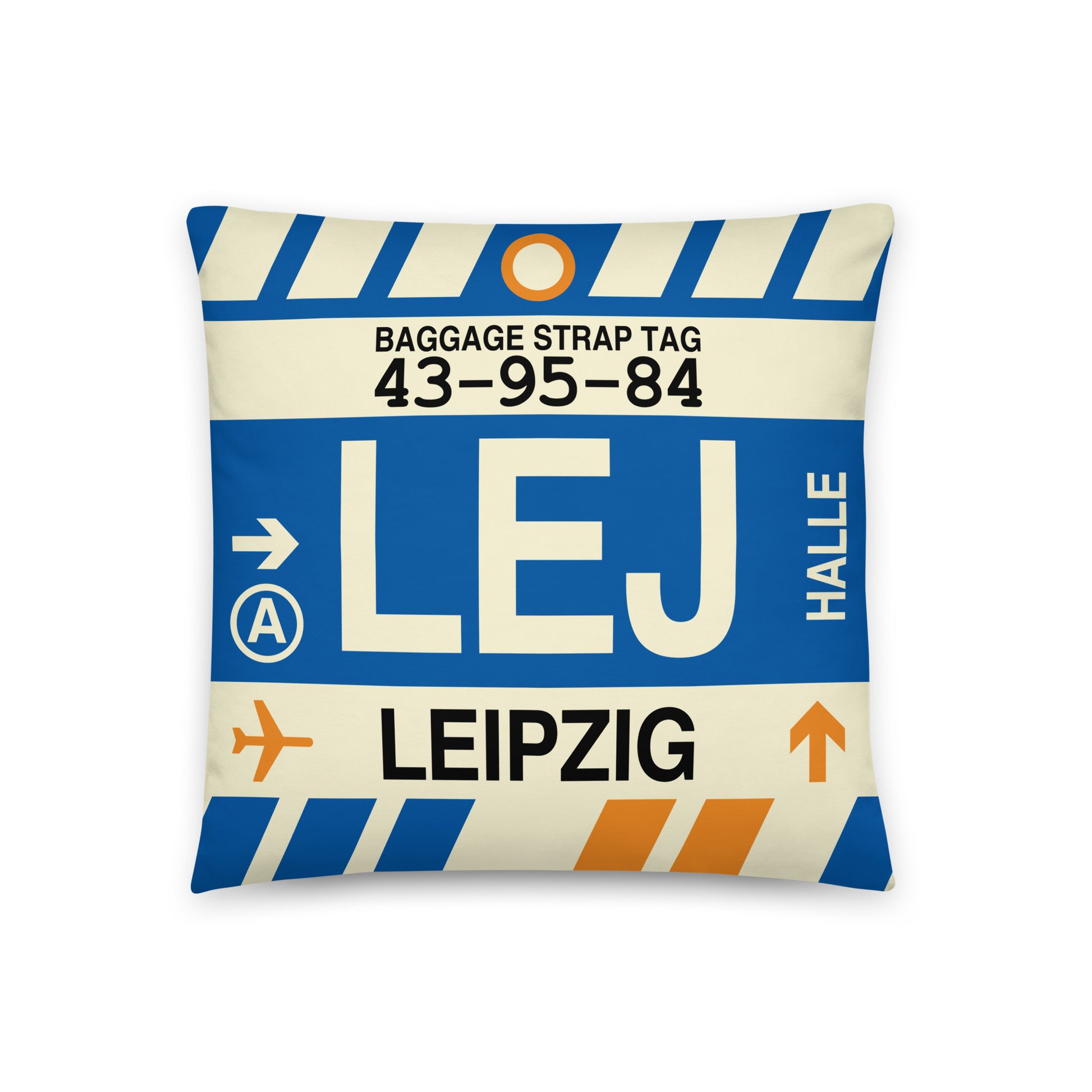 Travel-Themed Throw Pillow • LEJ Leipzig • YHM Designs - Image 01