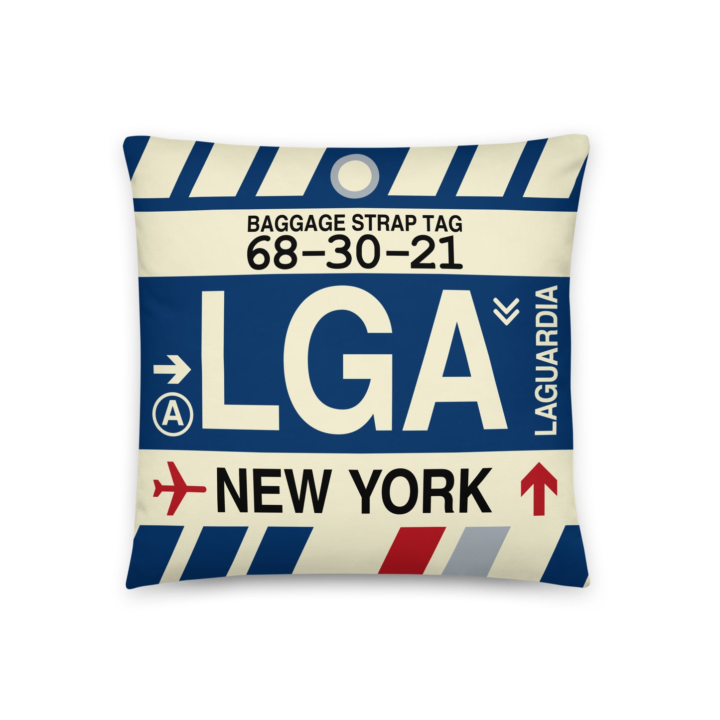 Travel-Themed Throw Pillow • LGA New York City • YHM Designs - Image 01
