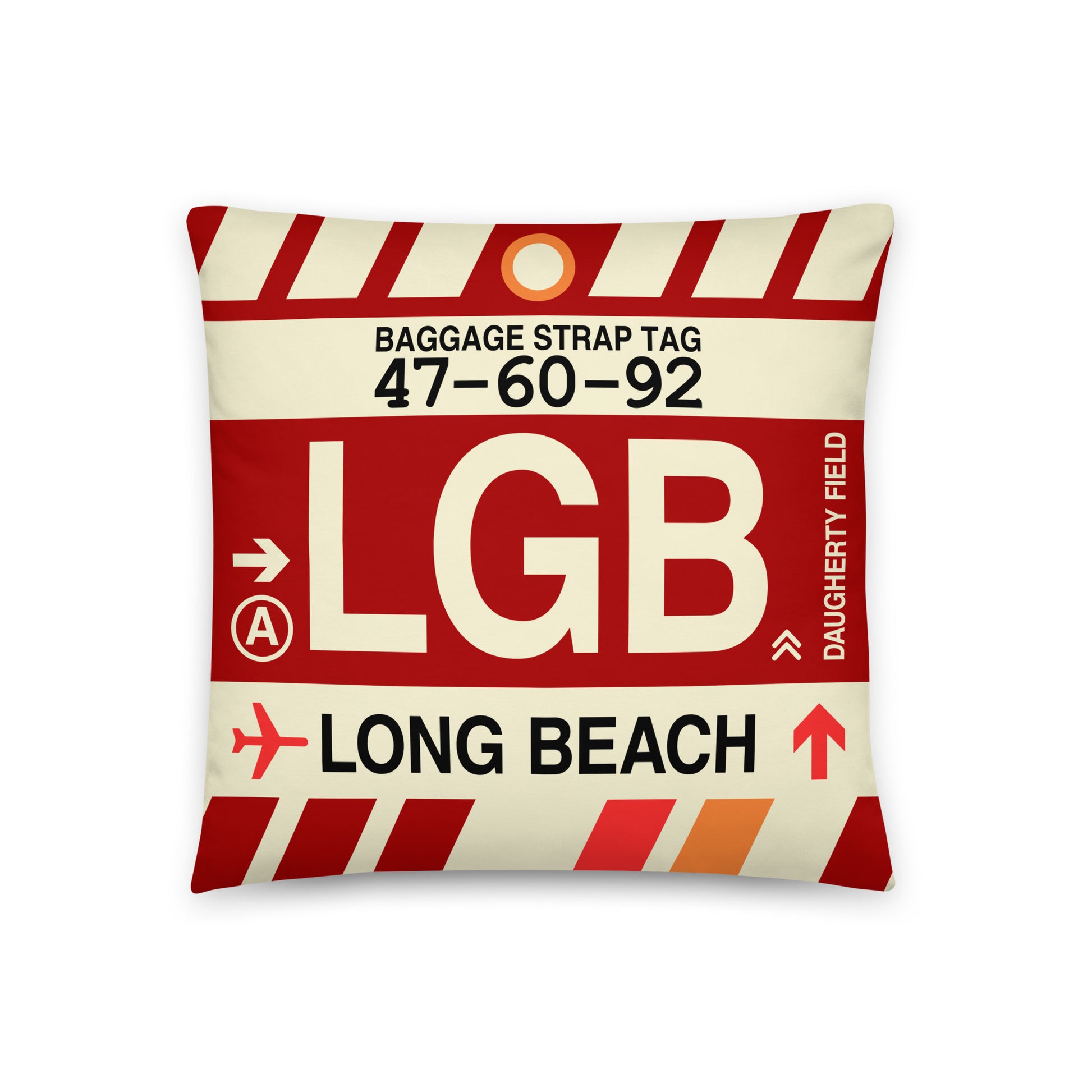 Travel-Themed Throw Pillow • LGB Long Beach • YHM Designs - Image 01