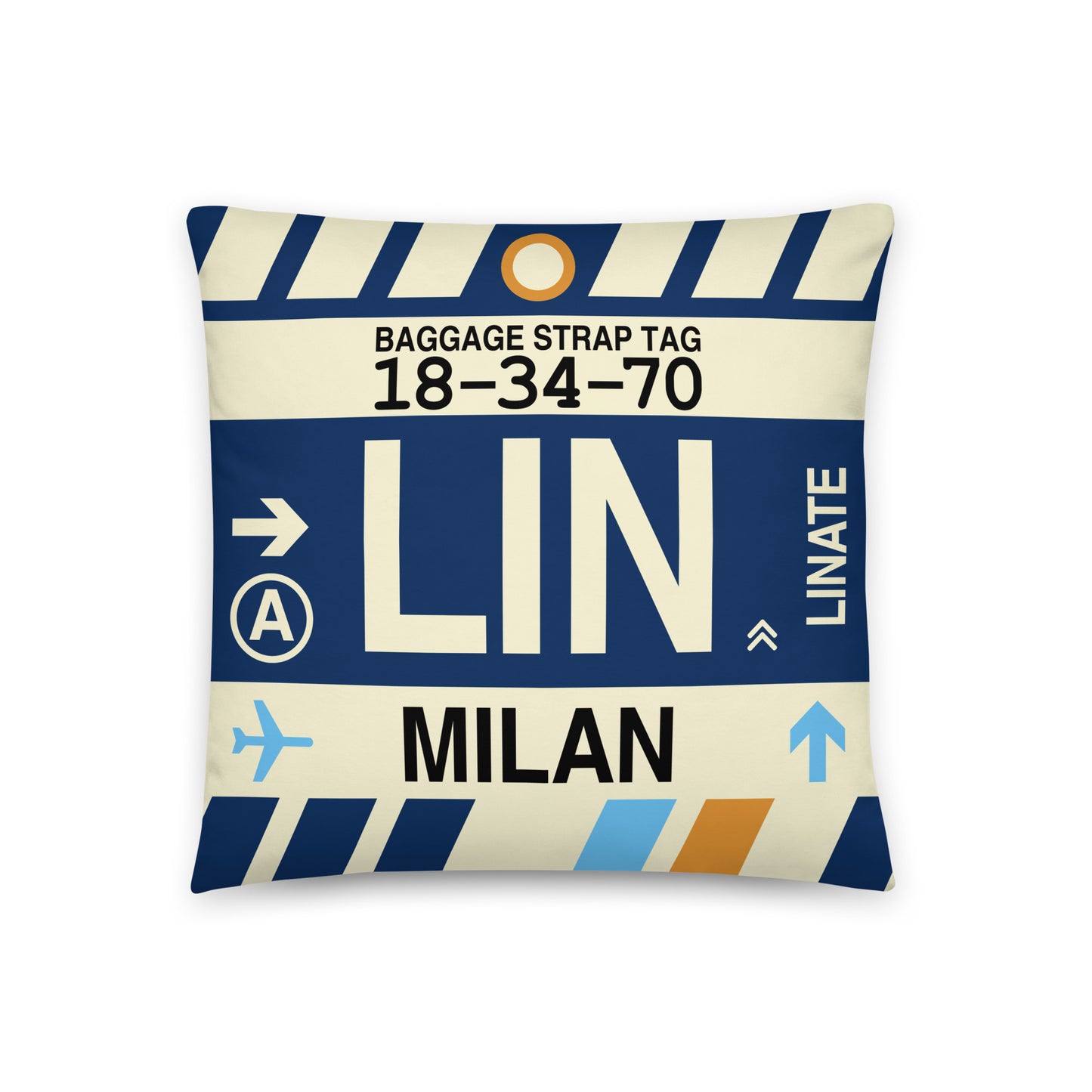 Travel-Themed Throw Pillow • LIN Milan • YHM Designs - Image 01