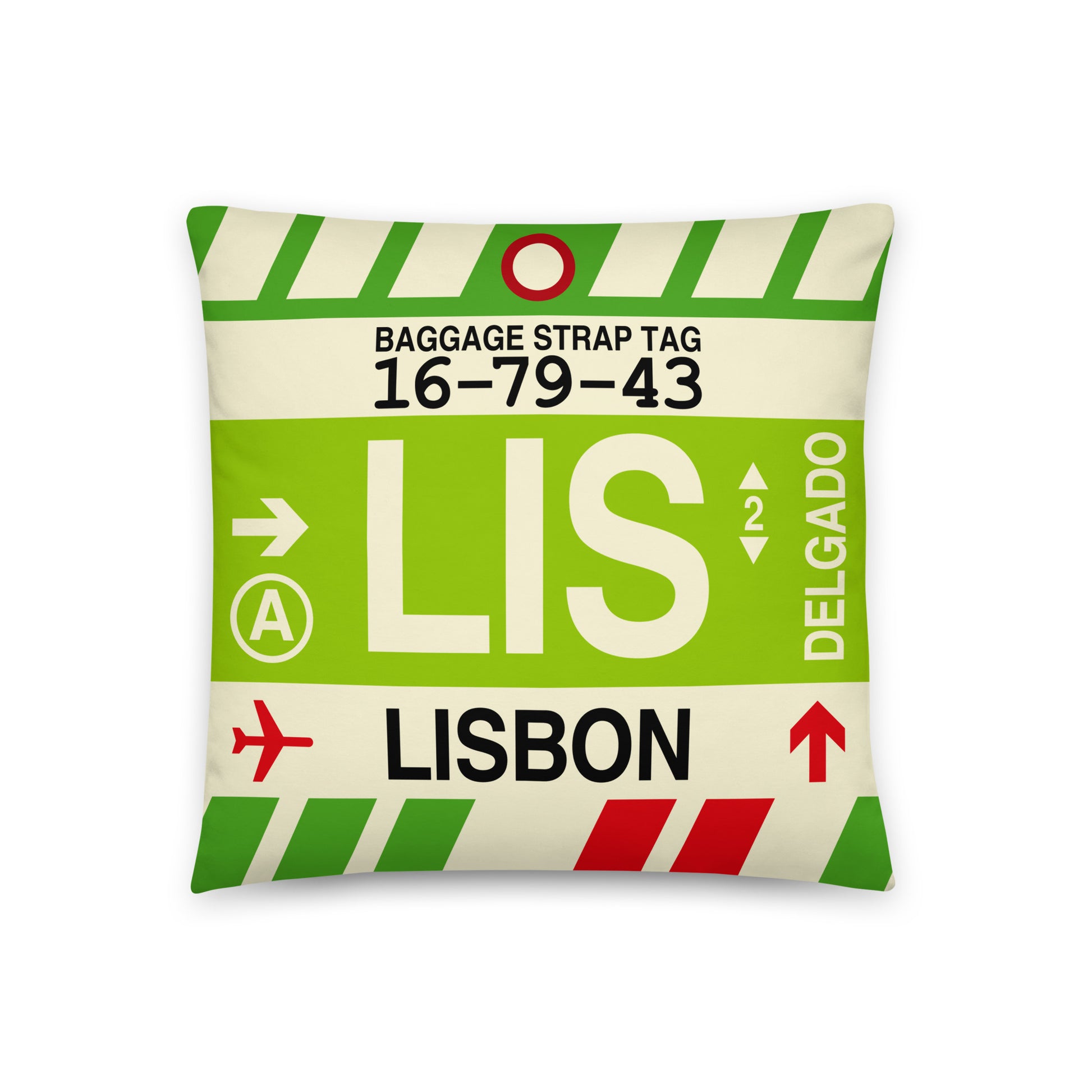 Travel-Themed Throw Pillow • LIS Lisbon • YHM Designs - Image 01