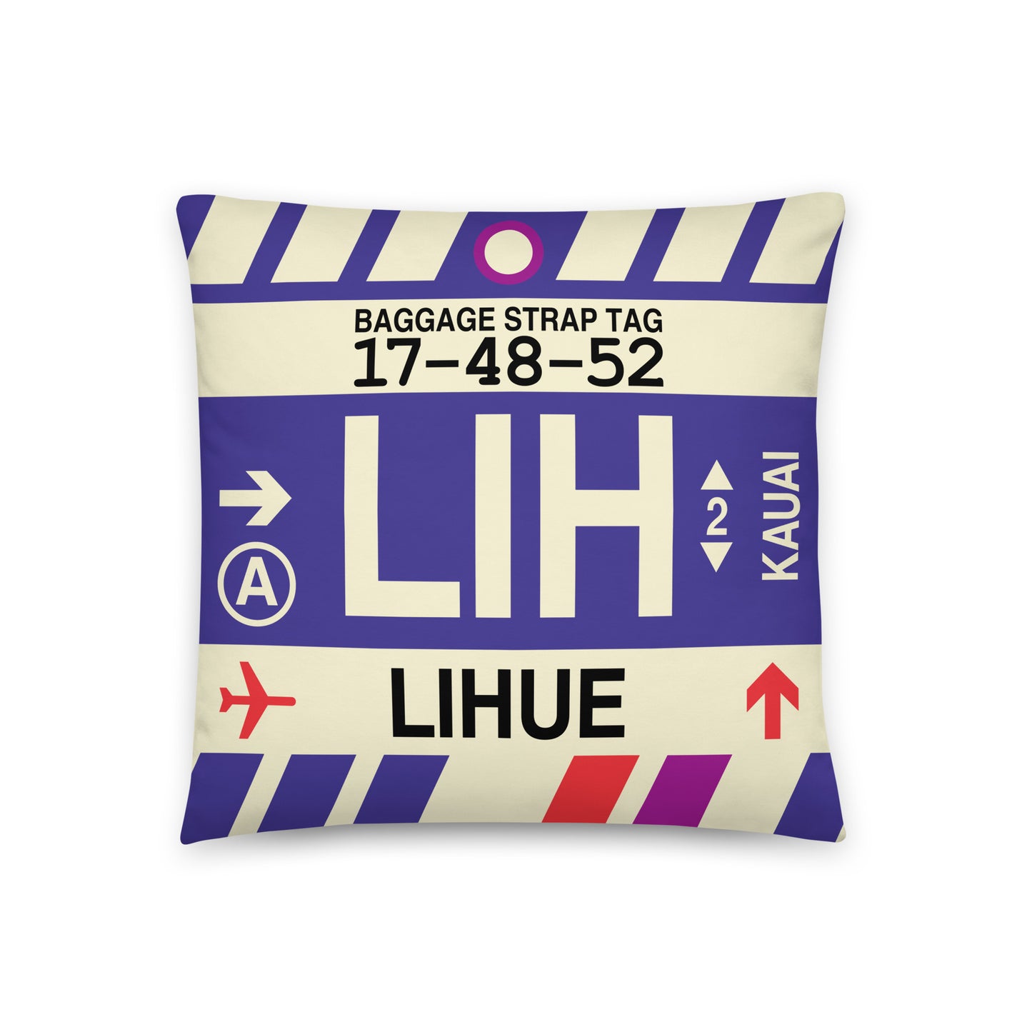 Travel-Themed Throw Pillow • LIH Lihue • YHM Designs - Image 01