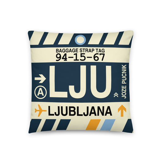 Travel Gift Throw PIllow • LJU Ljubljana • YHM Designs - Image 01