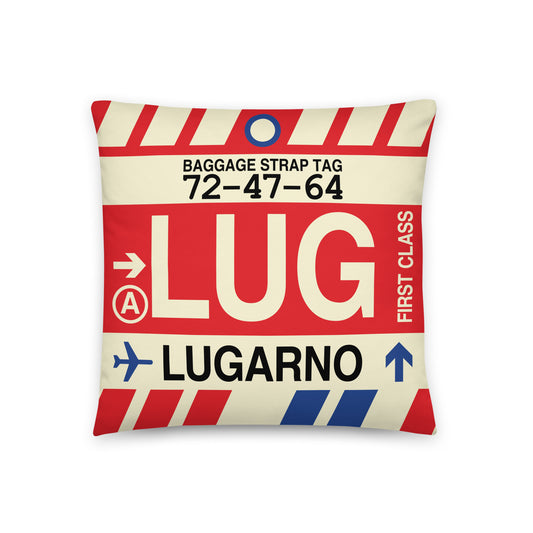 Travel Gift Throw PIllow • LUG Lugarno • YHM Designs - Image 01