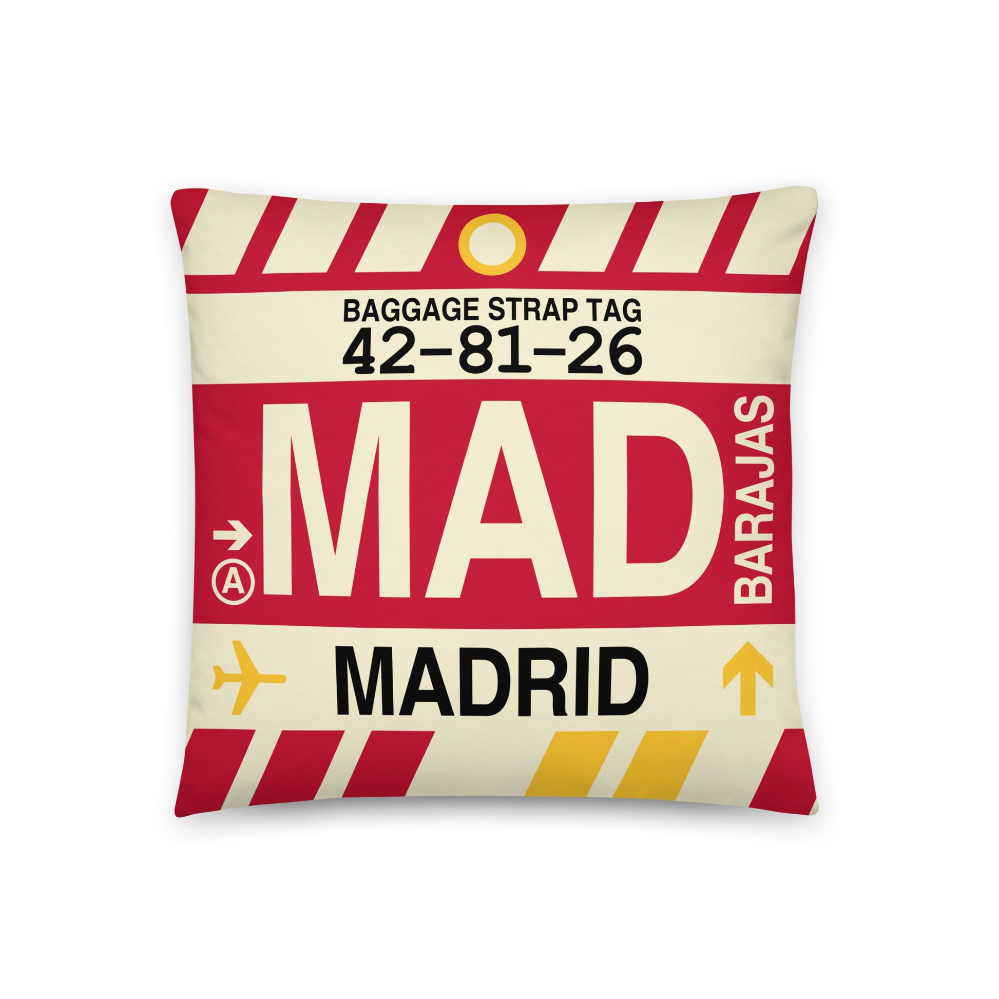 Travel Gift Throw PIllow • MAD Madrid • YHM Designs - Image 01