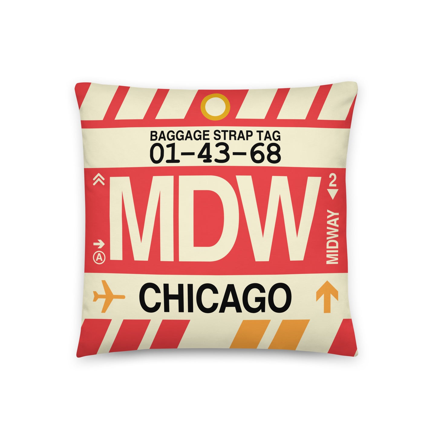 Travel-Themed Throw Pillow • MDW Chicago • YHM Designs - Image 01