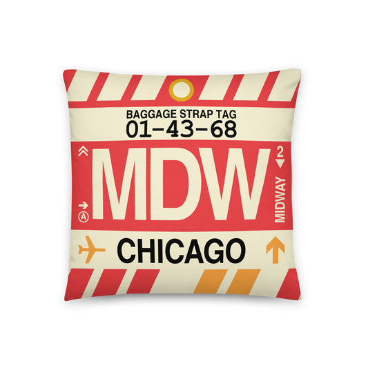 Travel Gift Throw Pillow • MDW Chicago • YHM Designs - Image 01