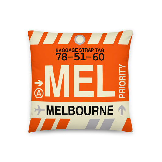 Travel Gift Throw Pillow • MEL Melbourne • YHM Designs - Image 01